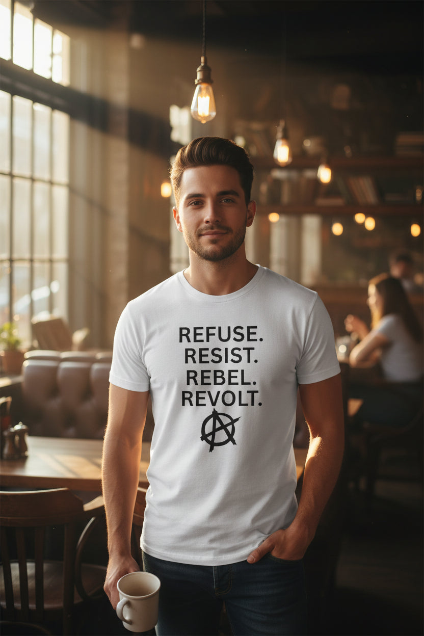 Refuse Resist Rebel Revolt T-Shirt — Anarchy Statement Tee