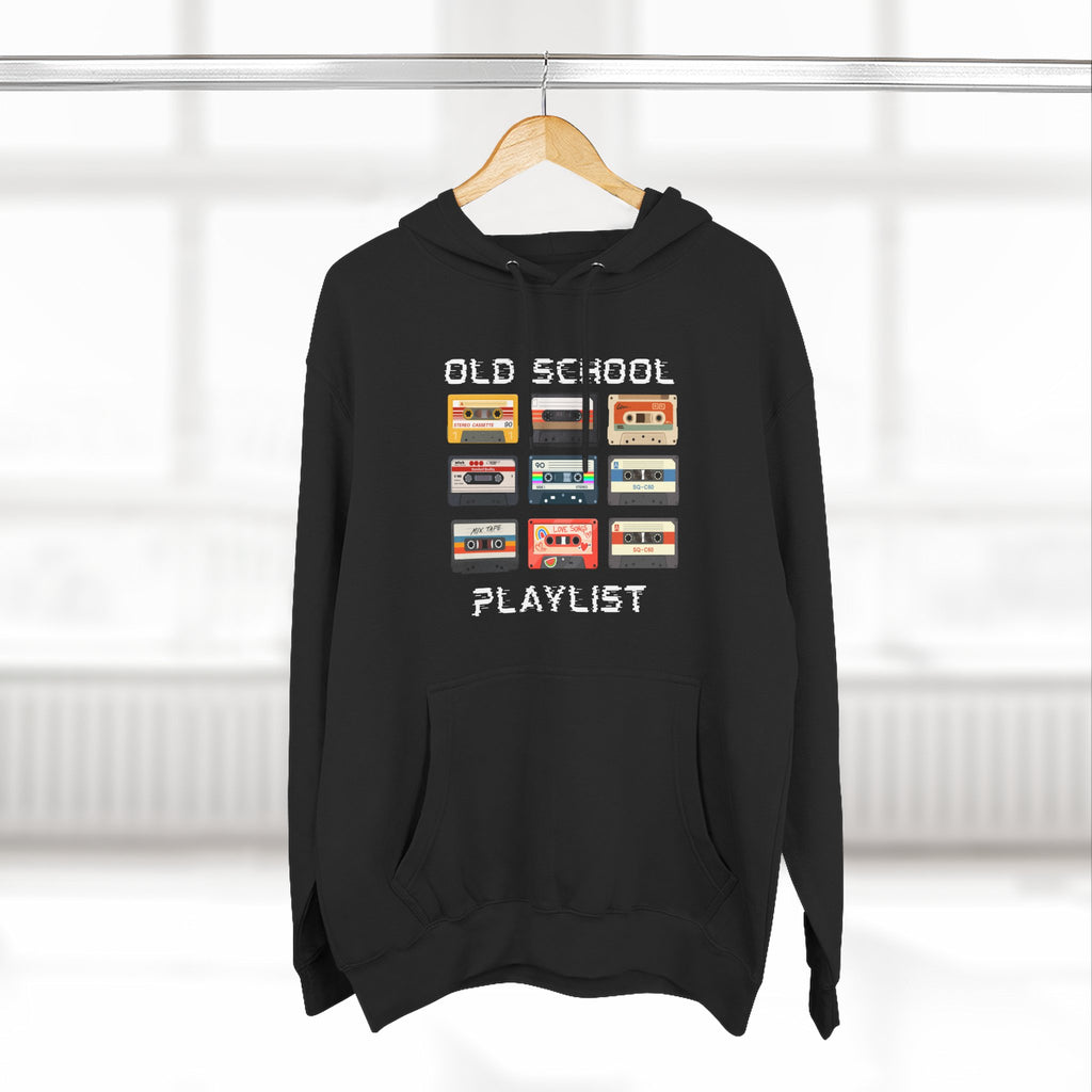 Old School Playlist Hoodie — Retro 80s Cassette Tape Graphic Pullover