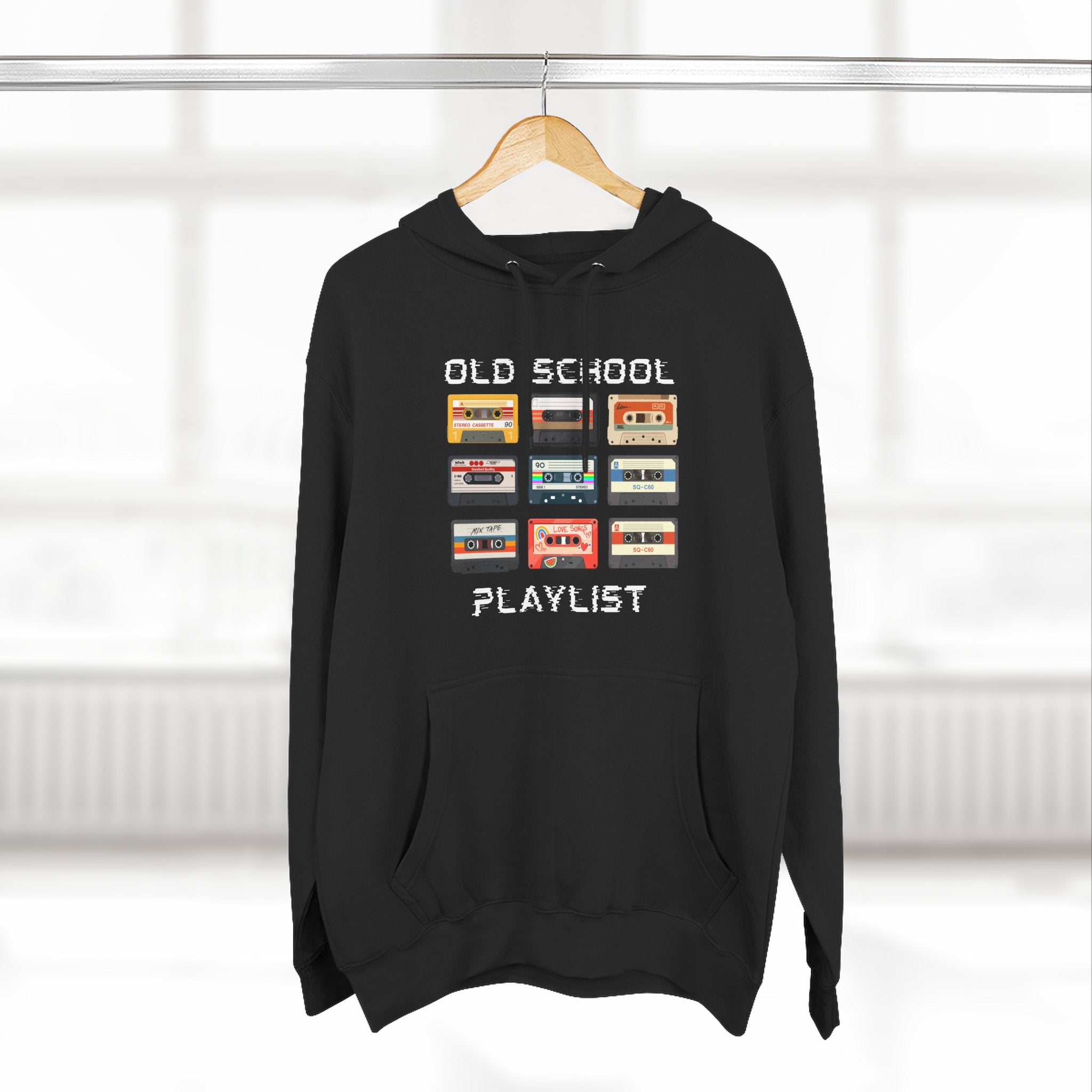 Old School Playlist Hoodie — Retro 80s Cassette Tape Graphic Pullover