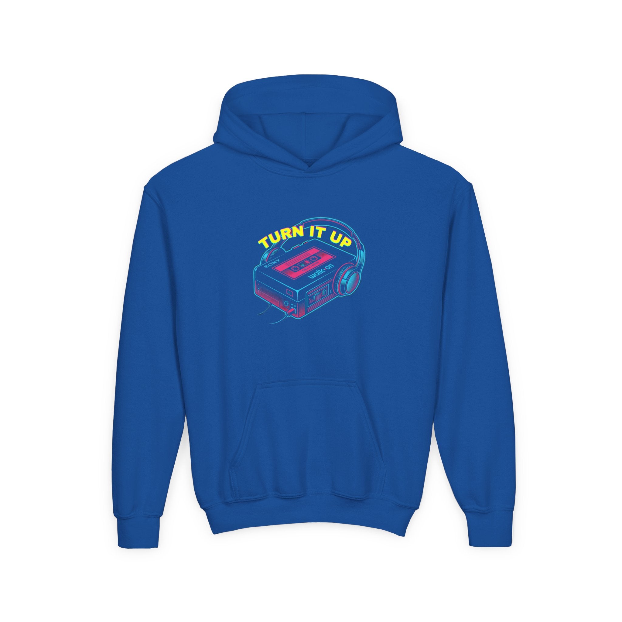 Youth Hoodie - "Turn It Up" Retro Cassette "Walkman" Graphic 80's Fashion