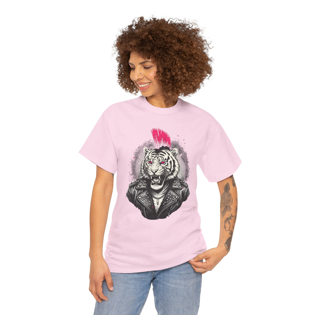 Punk Rock Tiger T-Shirt — Mohawk Tiger Graphic Tee 80's Fashion Rebel