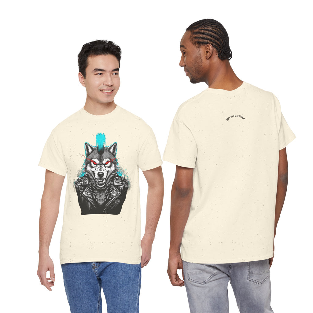 Wolf Punk Graphic Tee — Fierce Tribal Wolf Illustration T-Shirt 80's Rebel Fashion