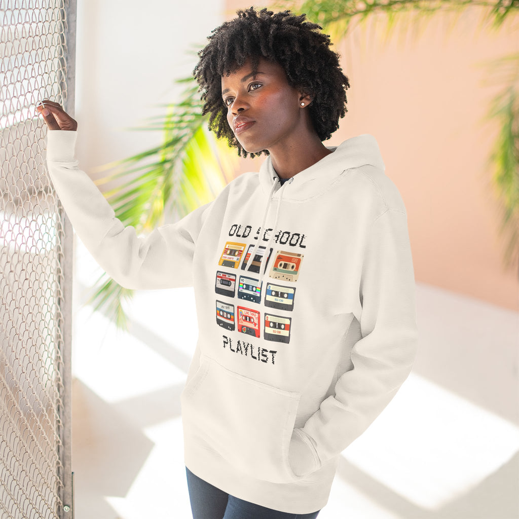Old School Playlist Hoodie — Retro 80s Cassette Tape Graphic Pullover