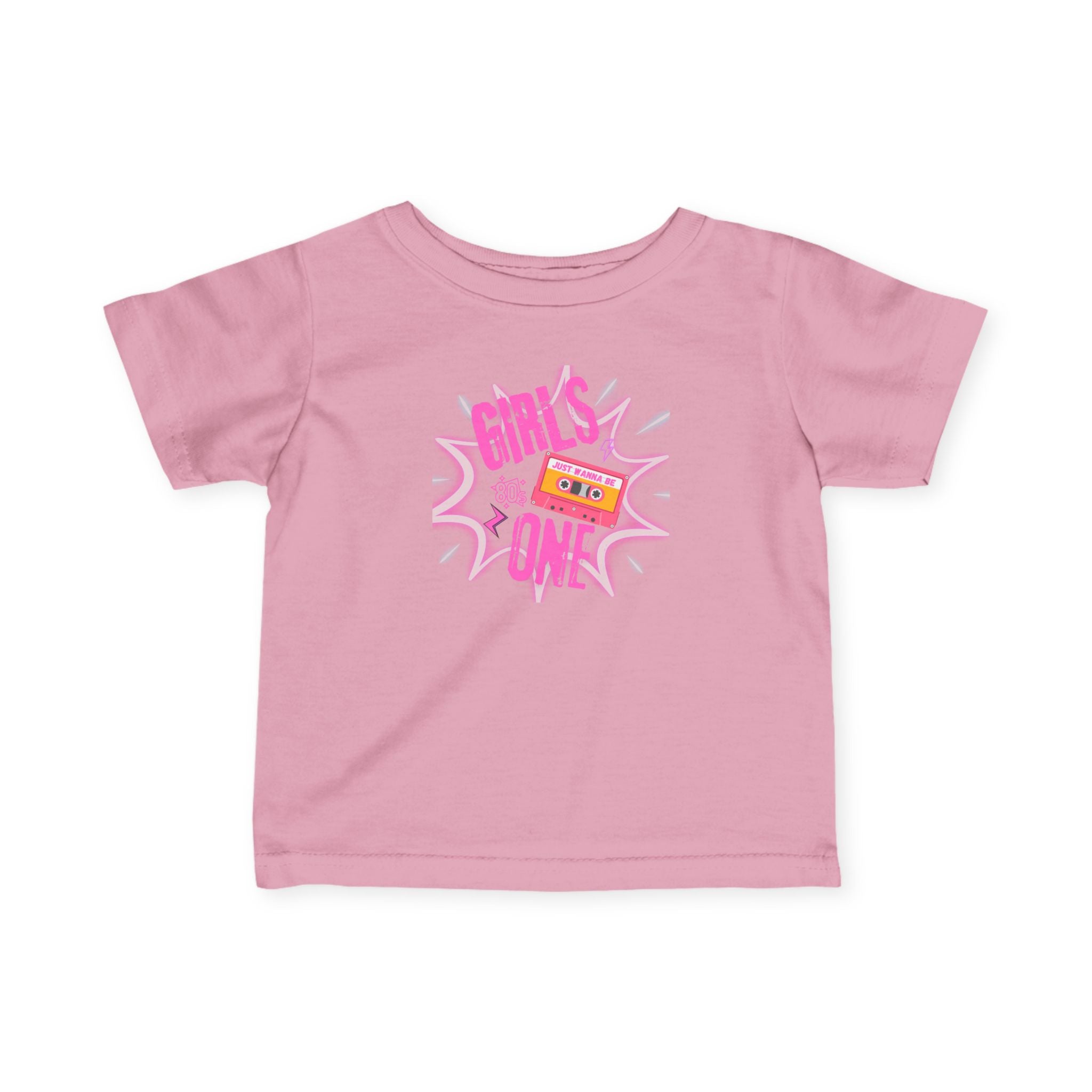 Girls One Infant Tee — 'Girl's One' Retro Cassette Baby T‑Shirt, First Birthday Outfit