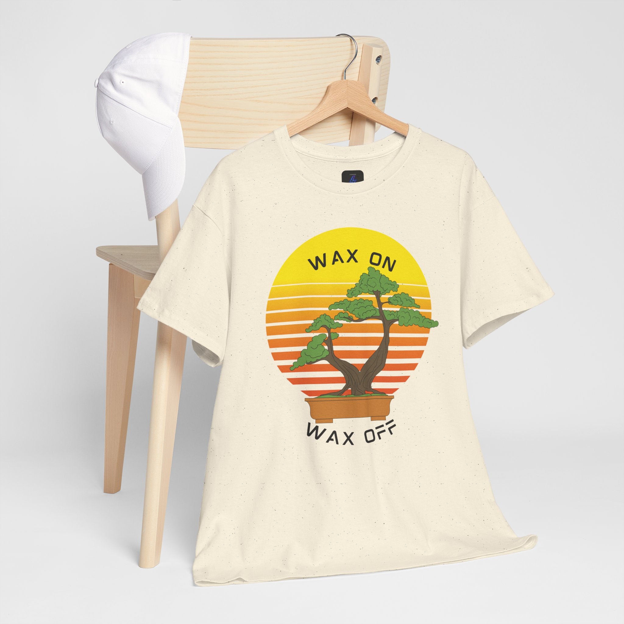 Wax On Wax Off Bonsai Tee — Retro Sunset Martial Arts T‑Shirt K-Kid Retro 80's