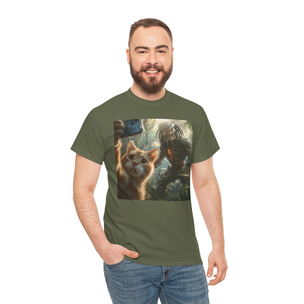 Cat Selfie with Monster Tee | Fantasy Creature Forest Shirt