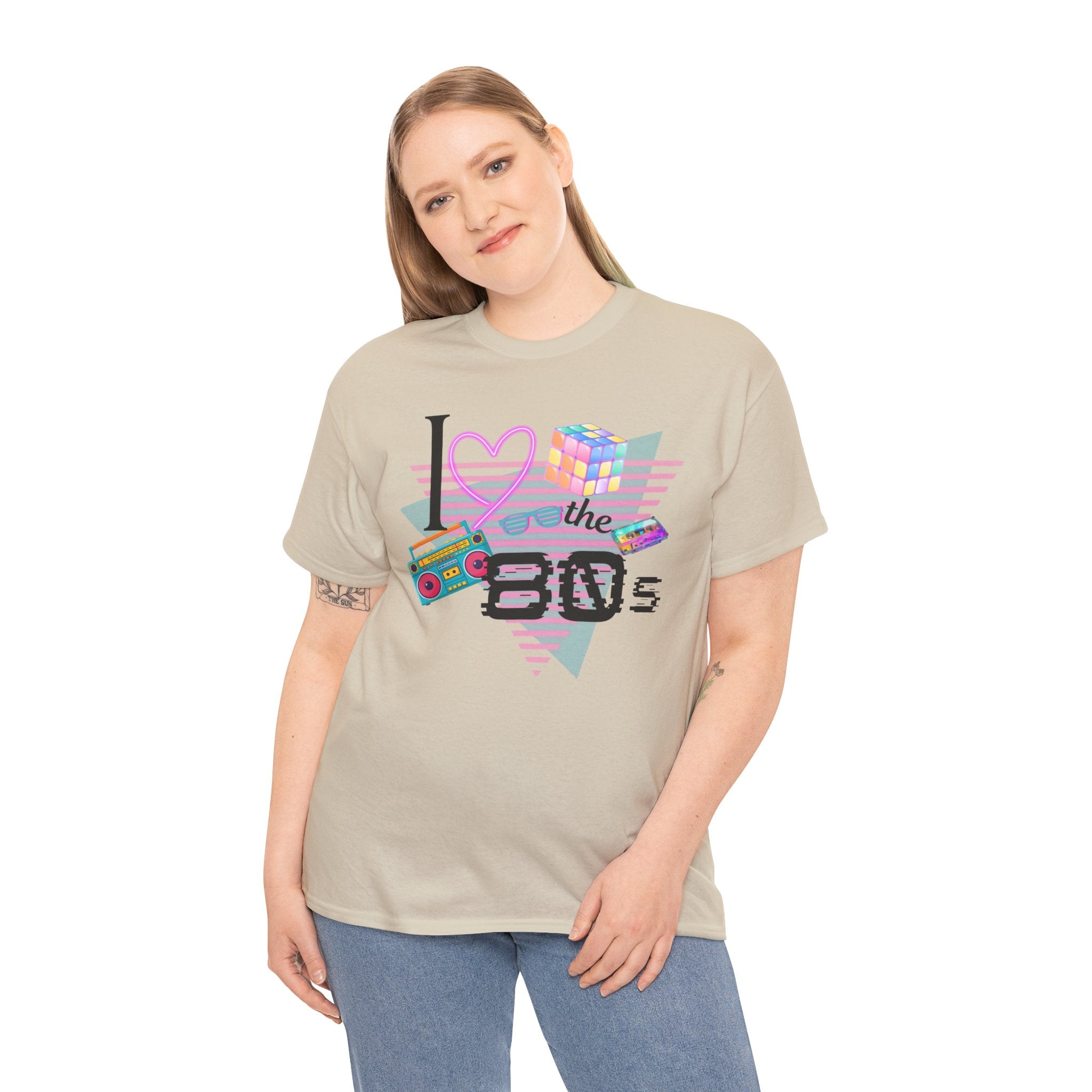 I Love the 80s T-Shirt — Retro Cassette, Rubik’s Cube & Neon Vintage Tee