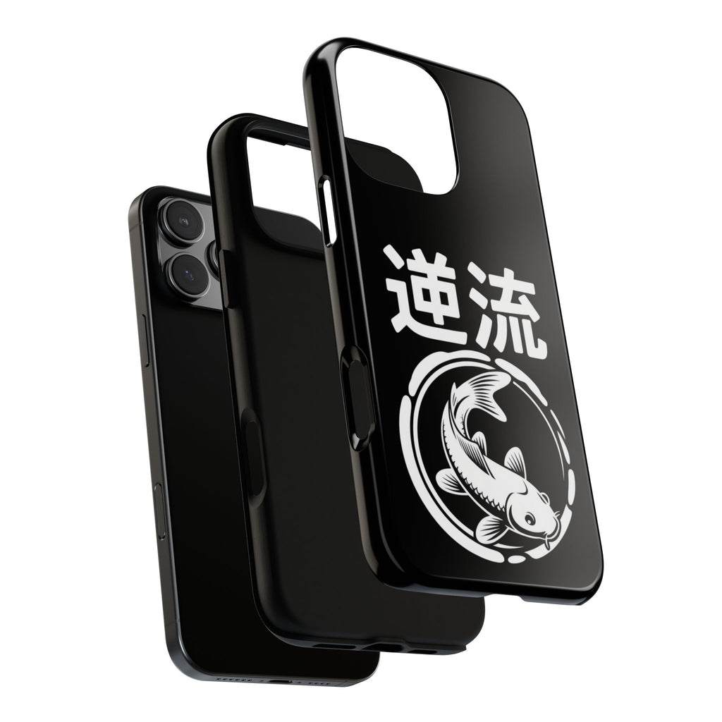Koi '逆流' Tough Phone Case — Black Protective iPhone Cover - 80s Design