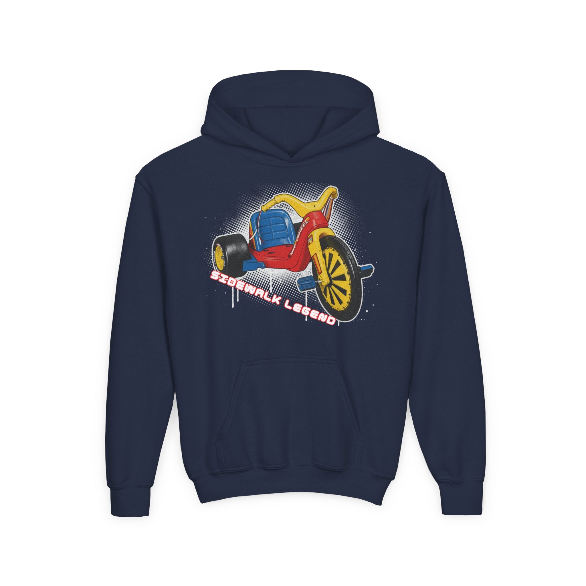 Kids Tricycle Graphic Hoodie — Retro Ride Design (Youth) 80s Fashion