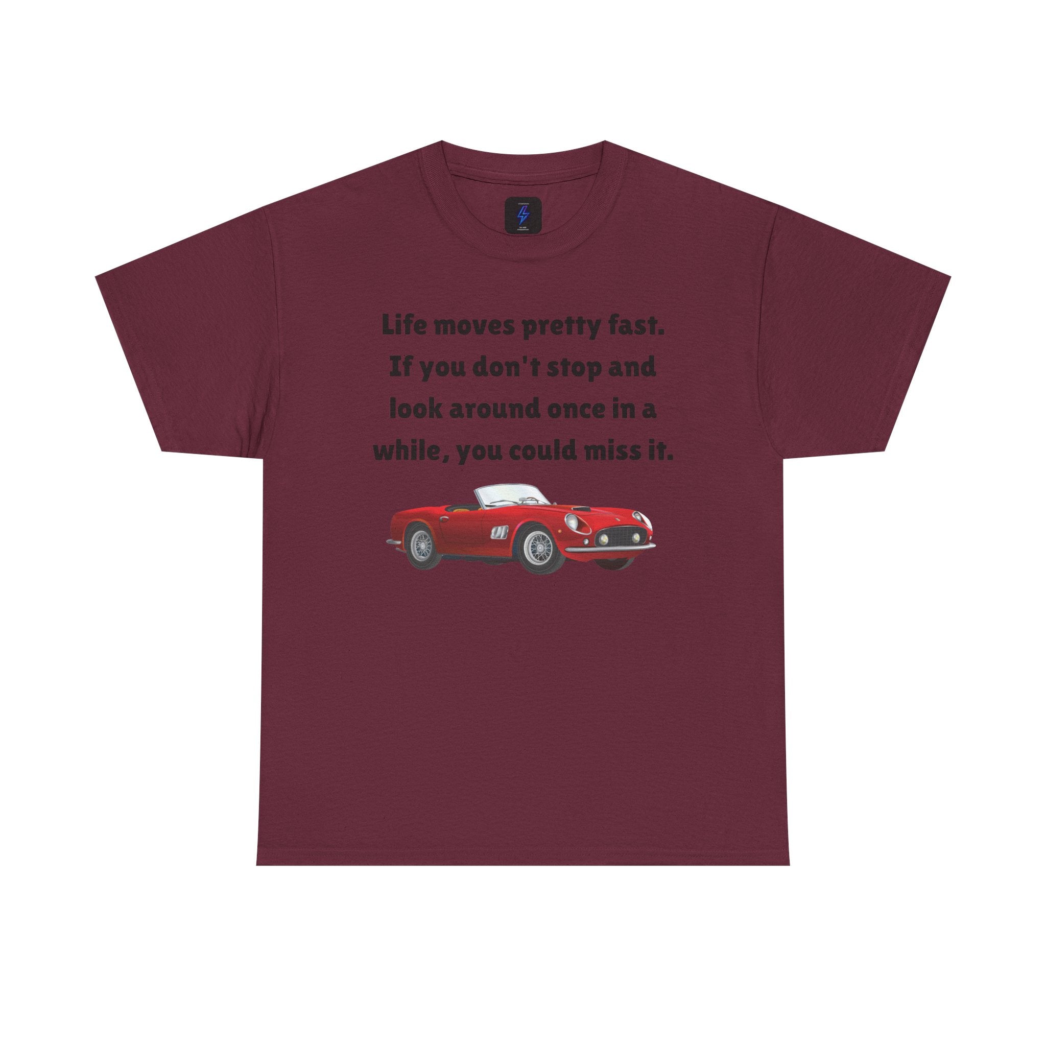 Life Moves Pretty Fast Tee — Vintage Red Sports Car Quote T-Shirt 80's Retro Fashion