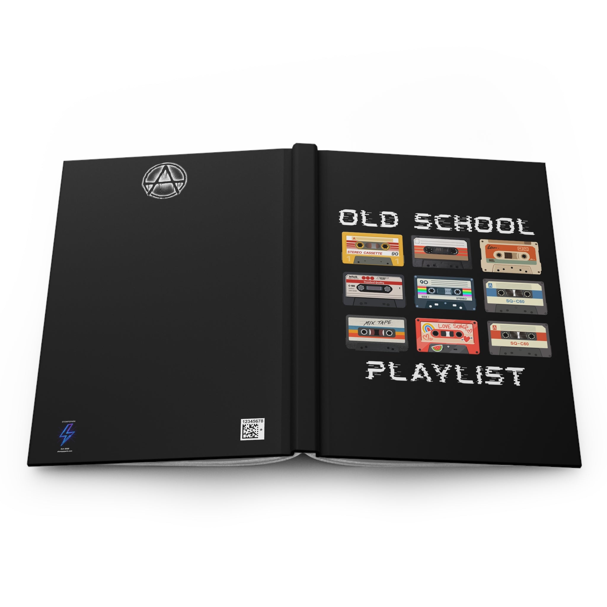 Old School Playlist Hardcover Journal — Retro 80's Cassette Tape Notebook