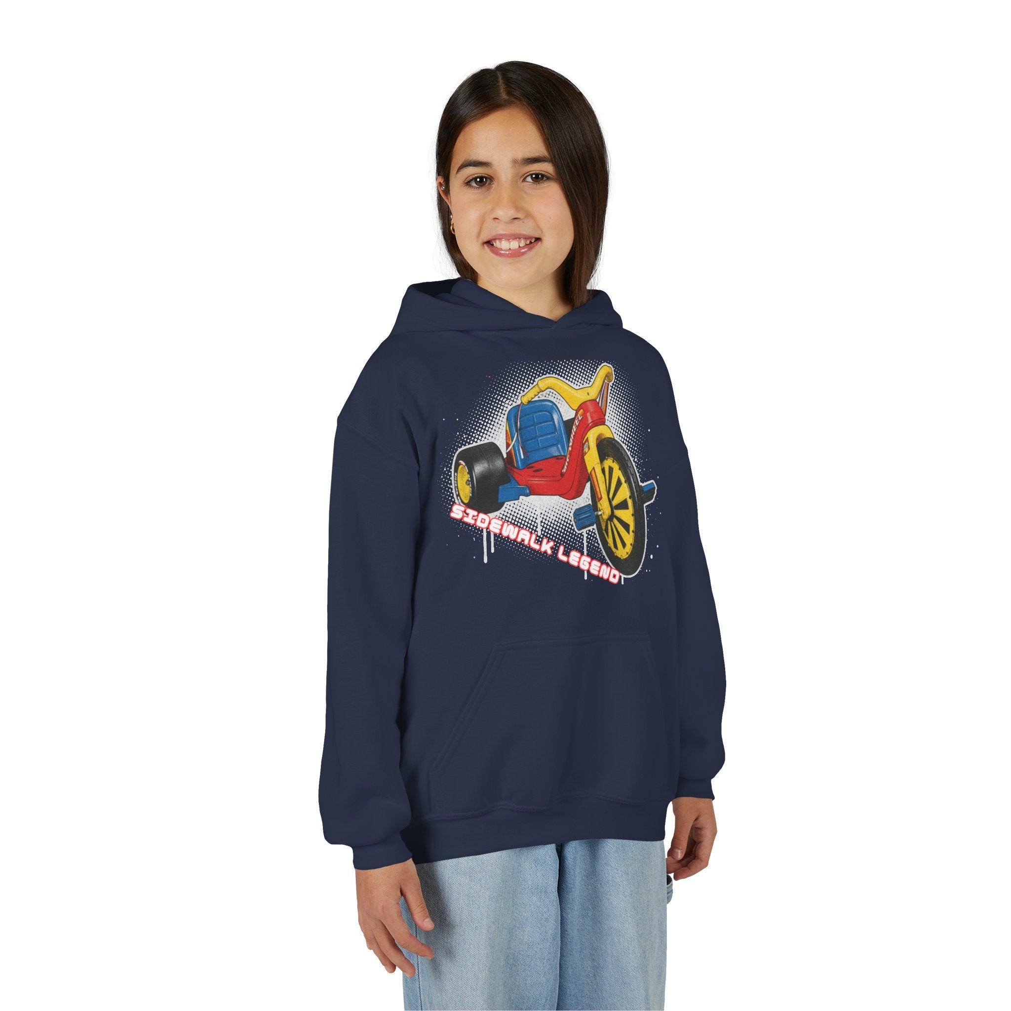 Kids Tricycle Graphic Hoodie — Retro Ride Design (Youth) 80s Fashion