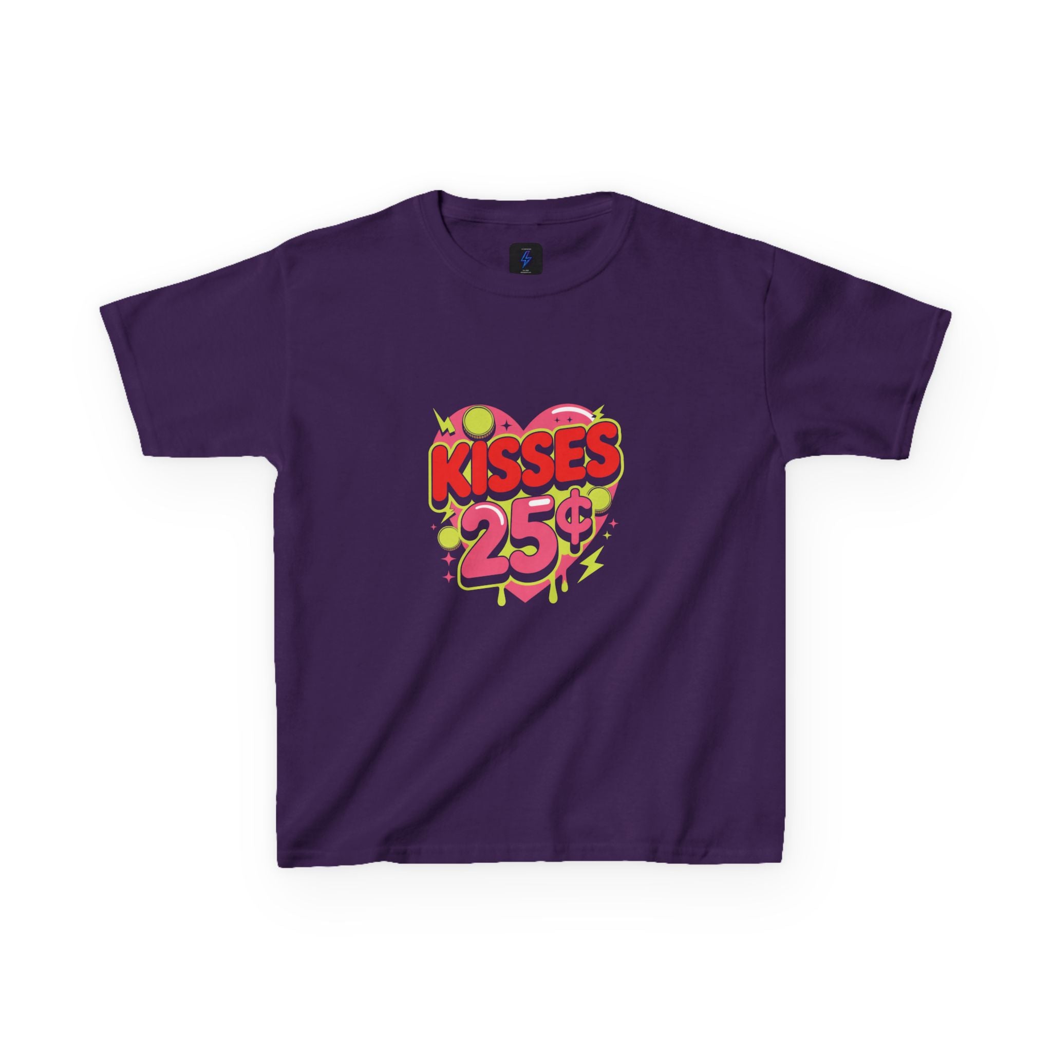 Kids T-Shirt — "Kisses 25" Retro Valentine Heart Tee 80s Retro