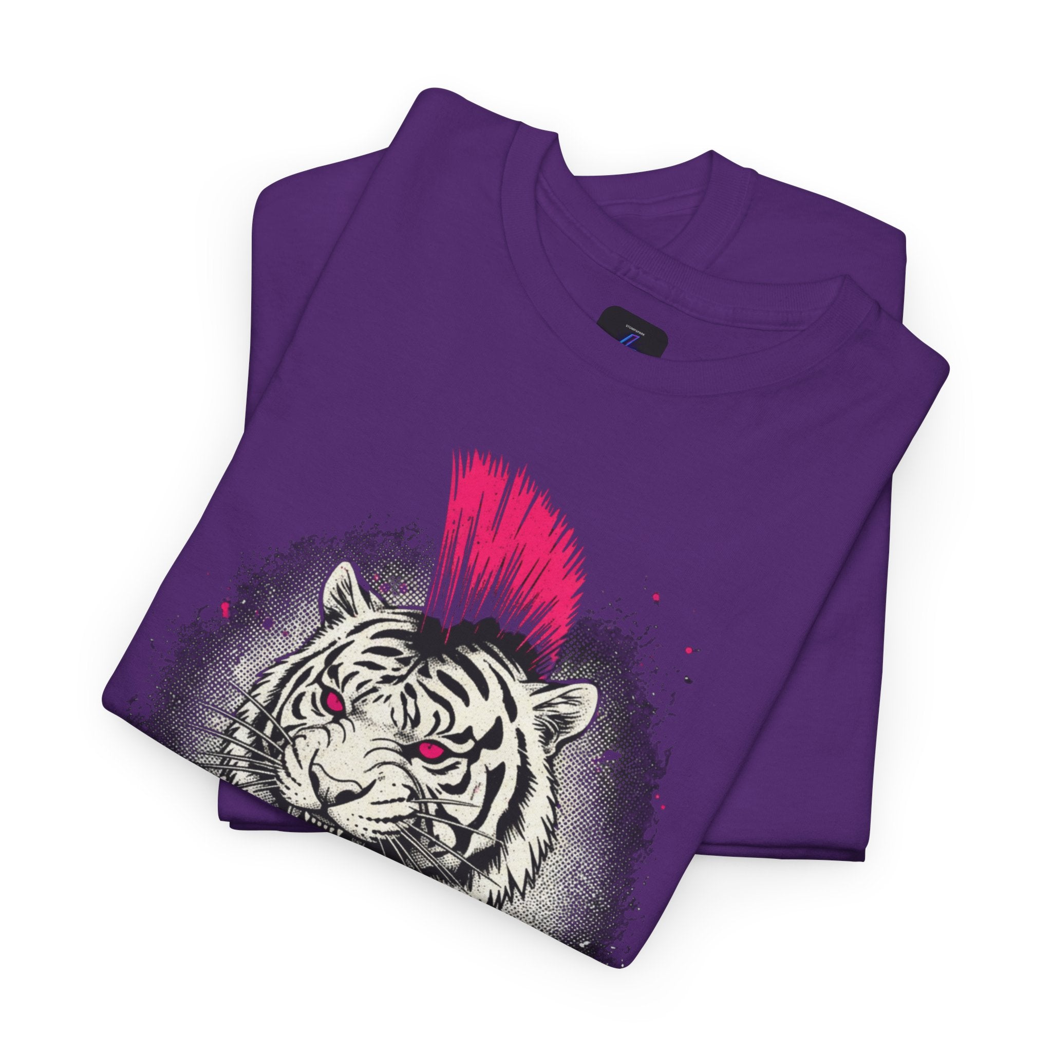Punk Rock Tiger T-Shirt — Mohawk Tiger Graphic Tee 80's Fashion Rebel