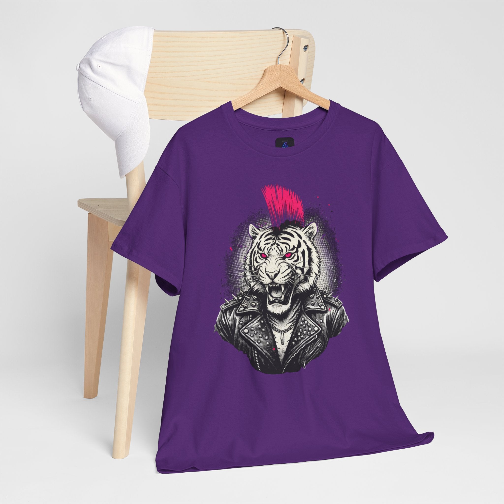 Punk Rock Tiger T-Shirt — Mohawk Tiger Graphic Tee 80's Fashion Rebel