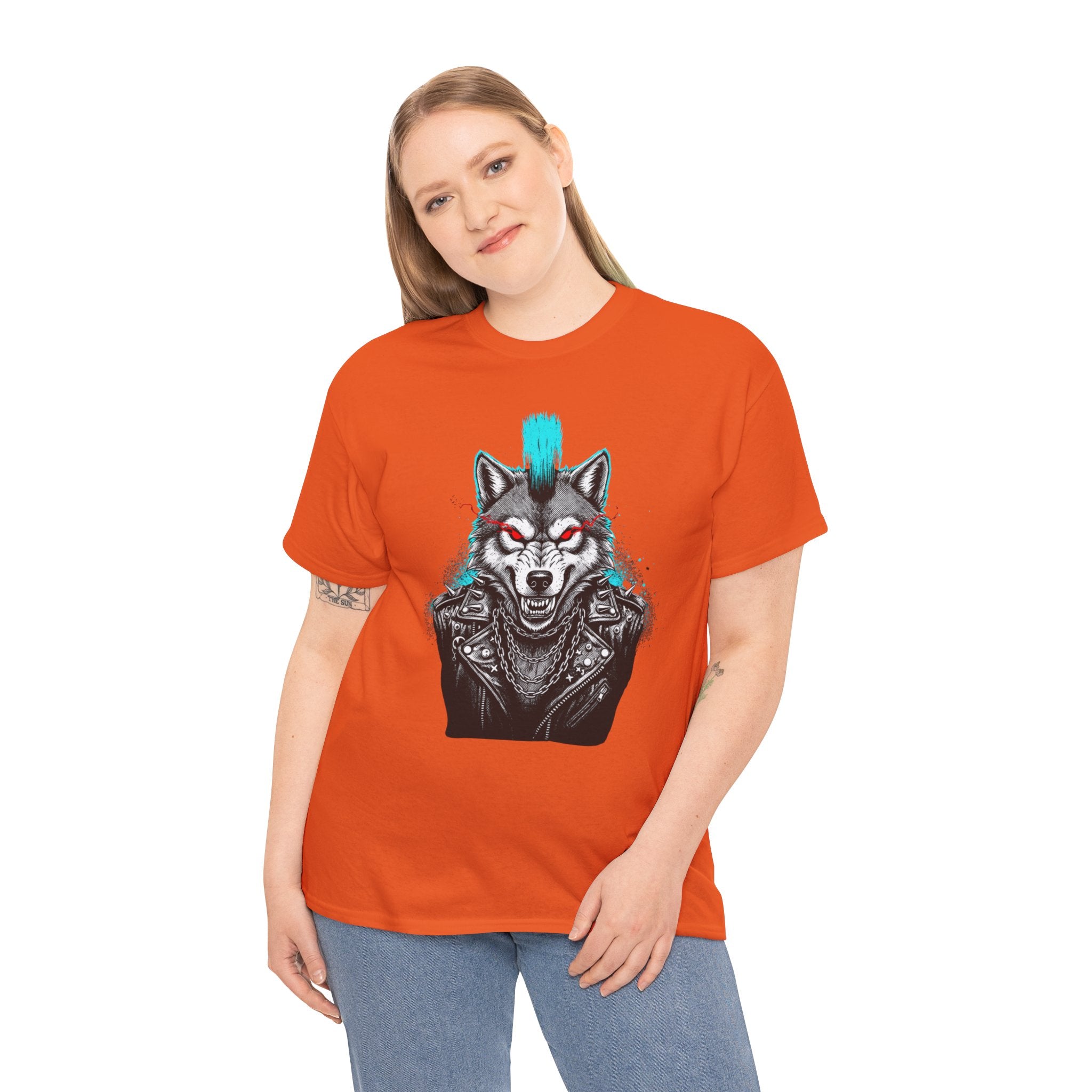 Wolf Punk Graphic Tee — Fierce Tribal Wolf Illustration T-Shirt 80's Rebel Fashion