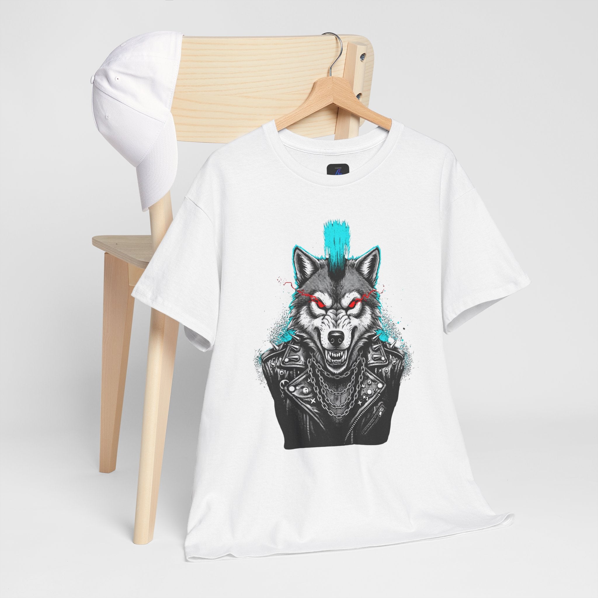 Wolf Punk Graphic Tee — Fierce Tribal Wolf Illustration T-Shirt 80's Rebel Fashion