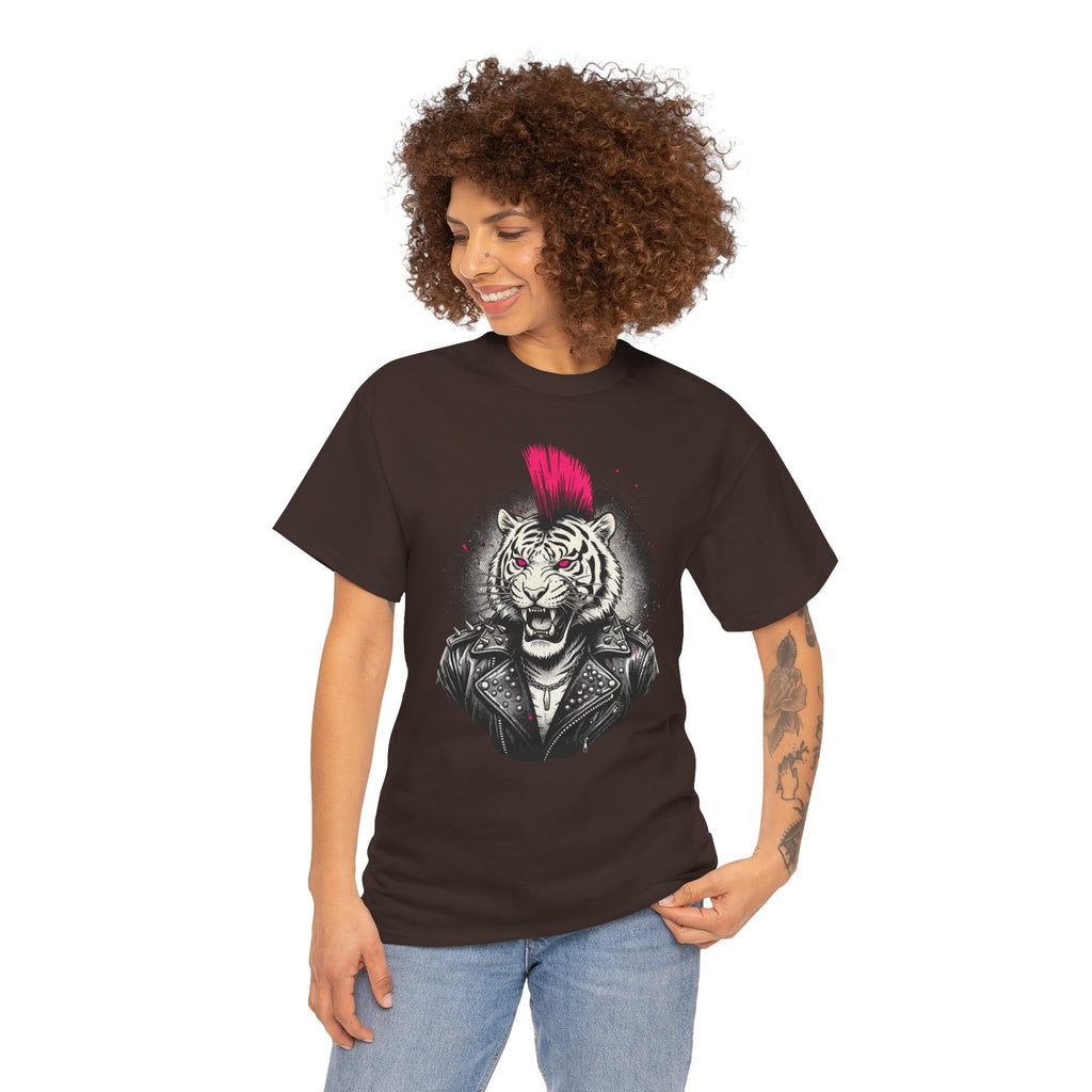 Punk Rock Tiger T-Shirt — Mohawk Tiger Graphic Tee 80's Fashion Rebel
