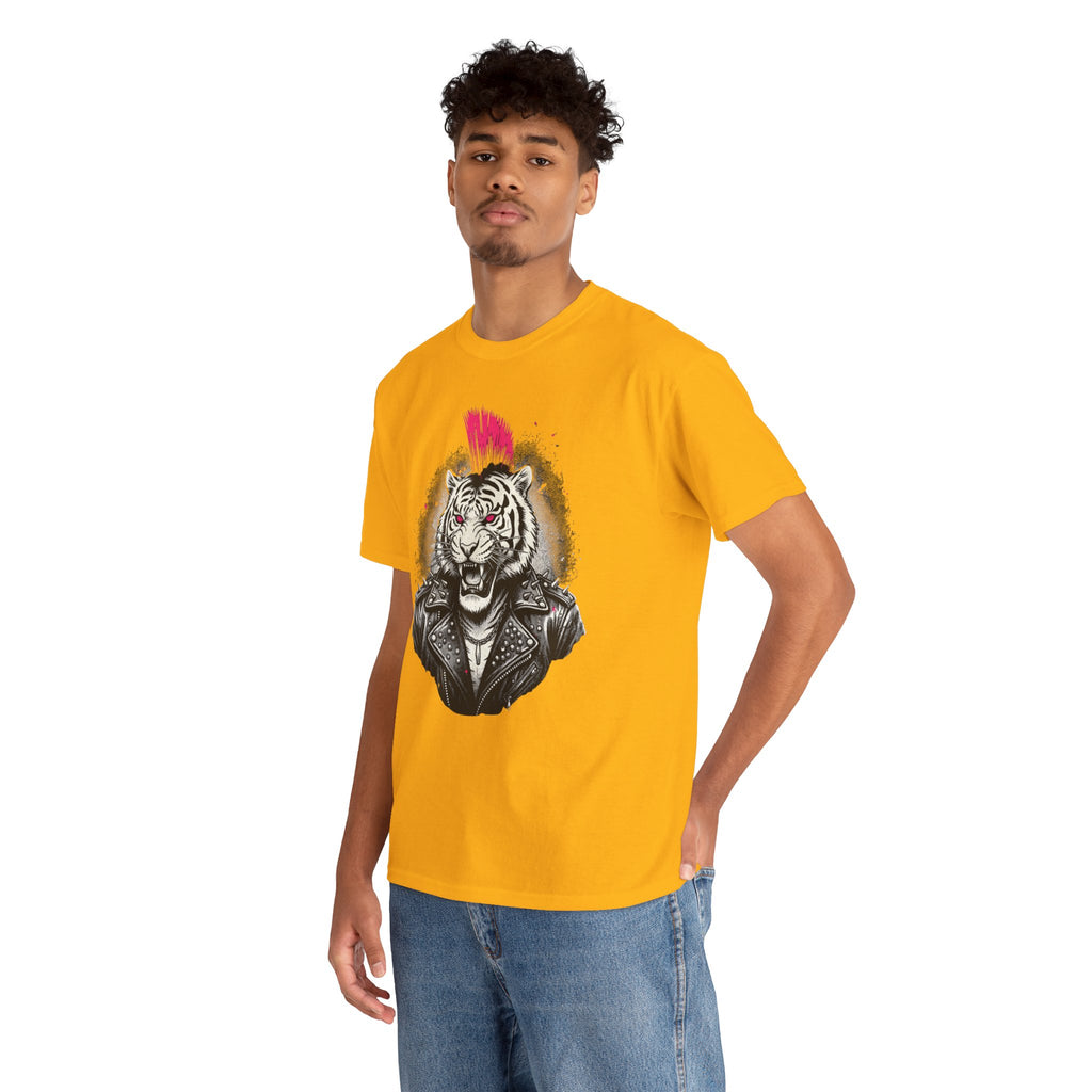 Punk Rock Tiger T-Shirt — Mohawk Tiger Graphic Tee 80's Fashion Rebel