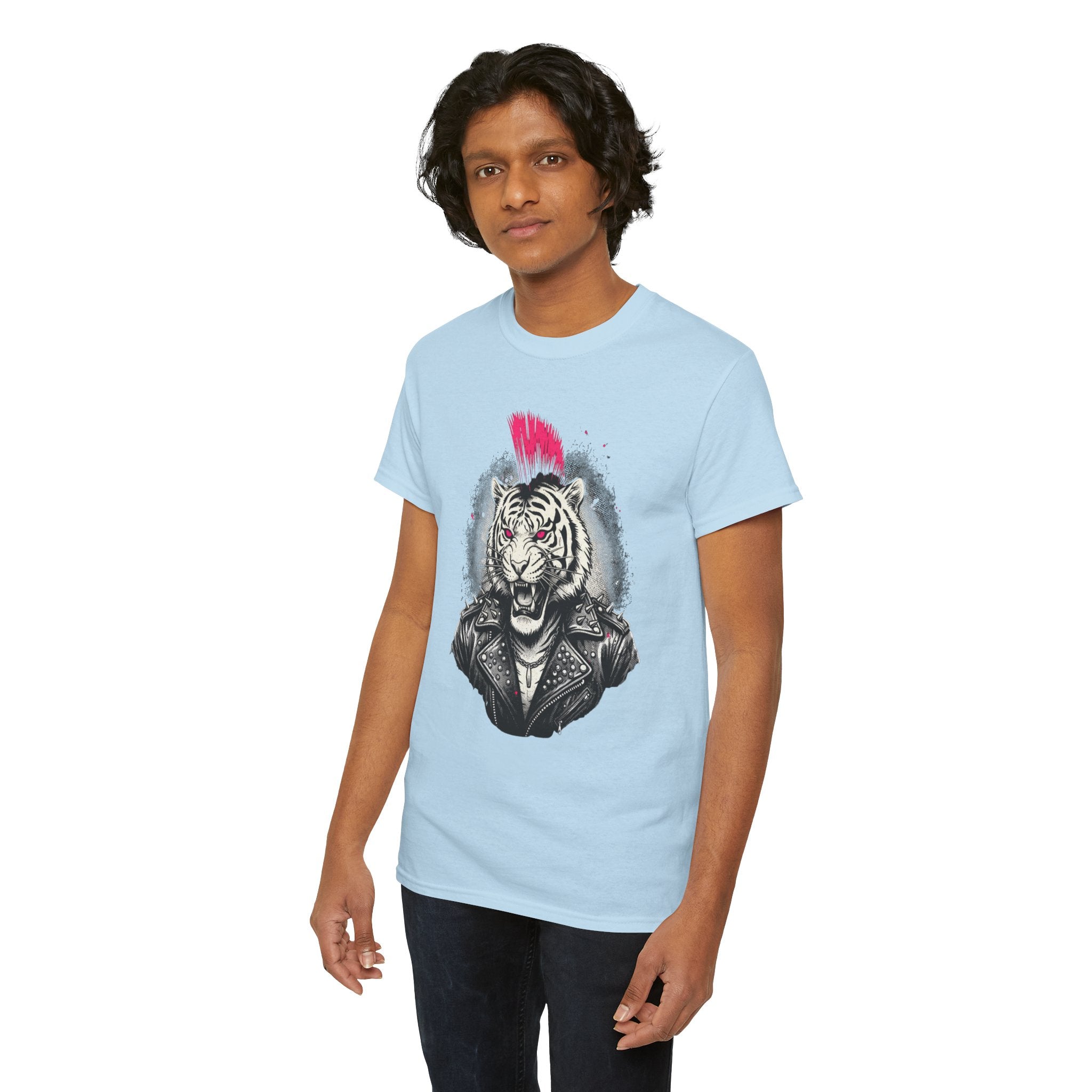 Punk Rock Tiger T-Shirt — Mohawk Tiger Graphic Tee 80's Fashion Rebel