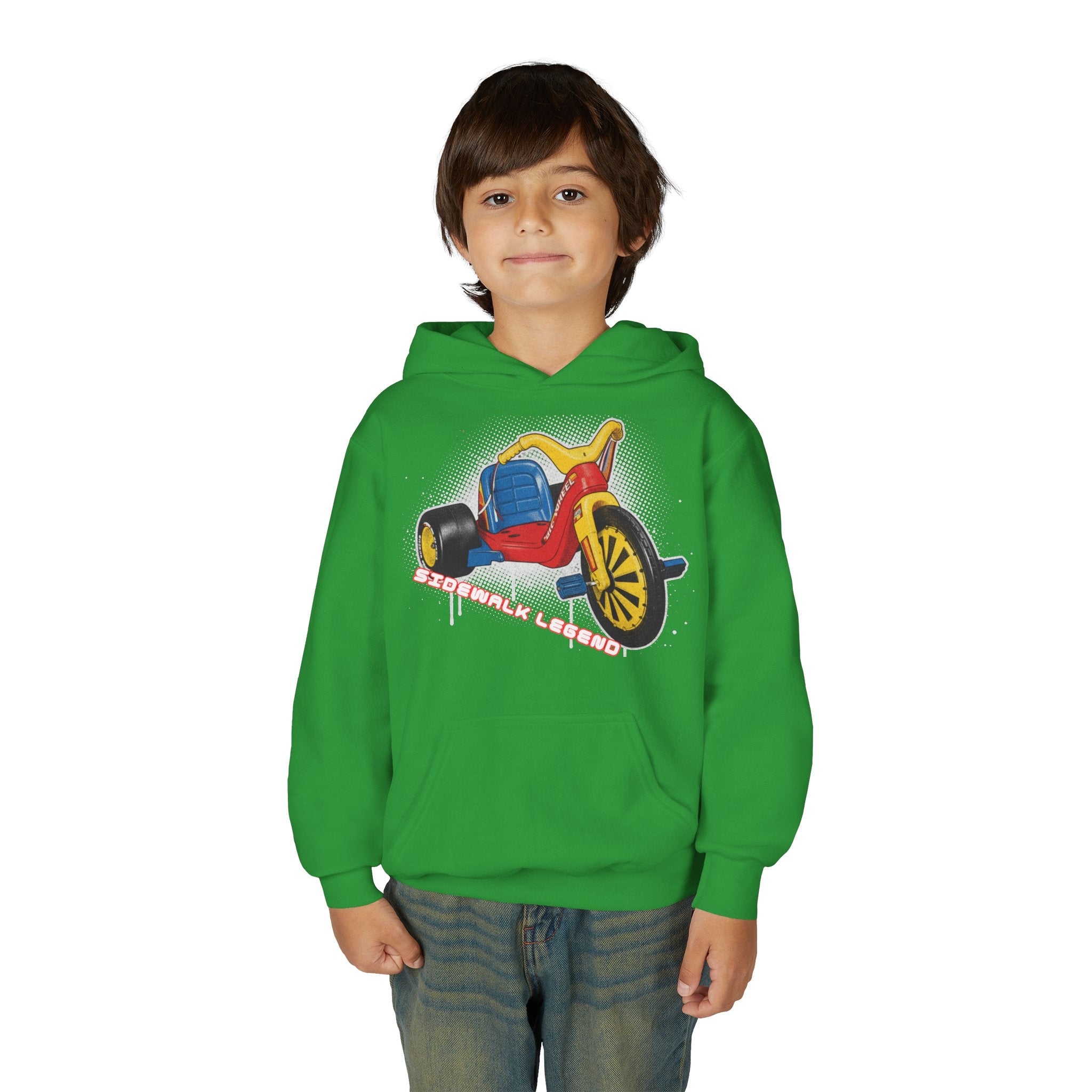 Kids Tricycle Graphic Hoodie — Retro Ride Design (Youth) 80s Fashion