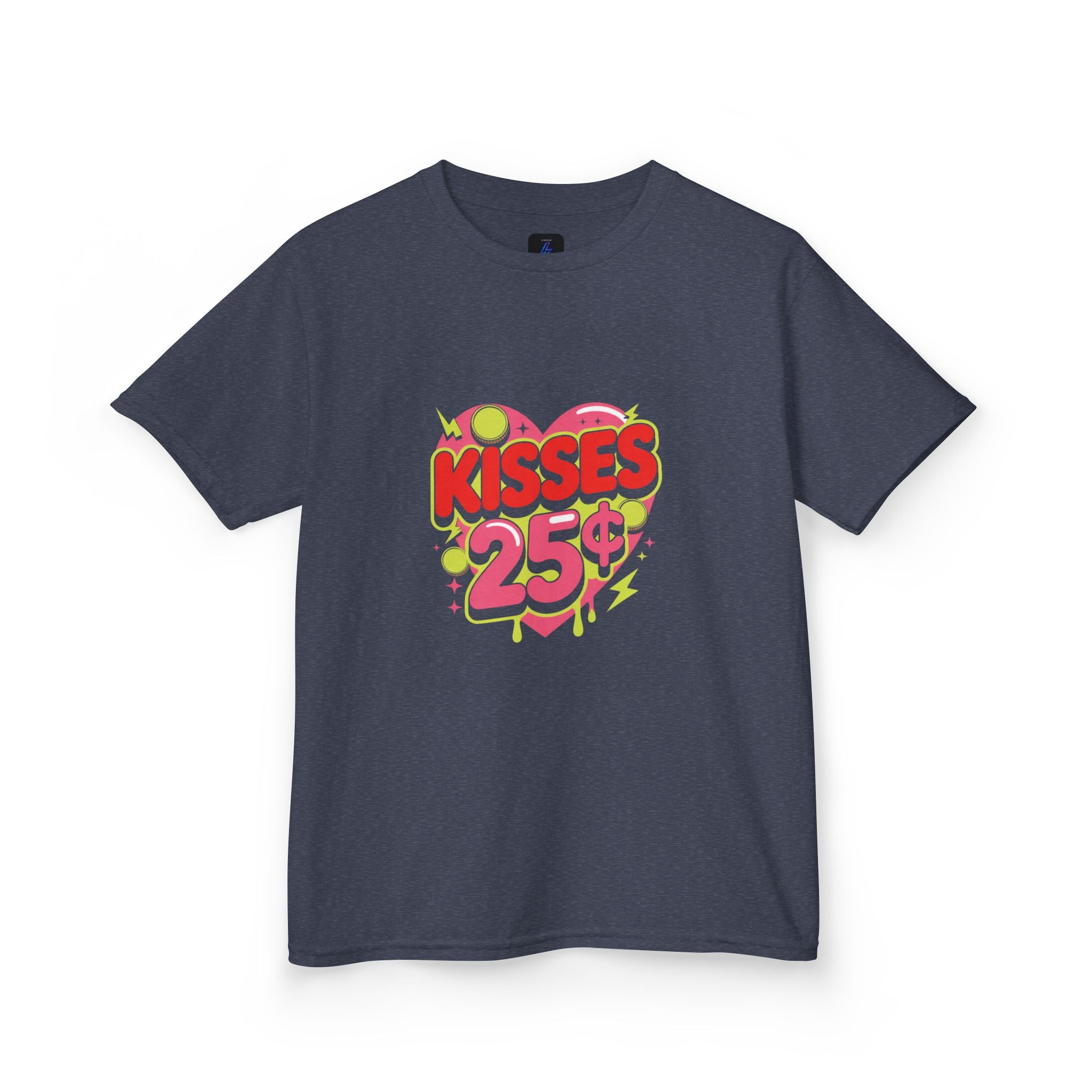 Kids T-Shirt — "Kisses 25" Retro Valentine Heart Tee 80s Retro