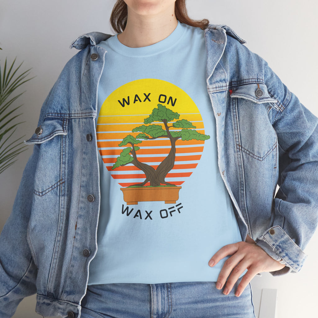 Wax On Wax Off Bonsai Tee — Retro Sunset Martial Arts T‑Shirt K-Kid Retro 80's