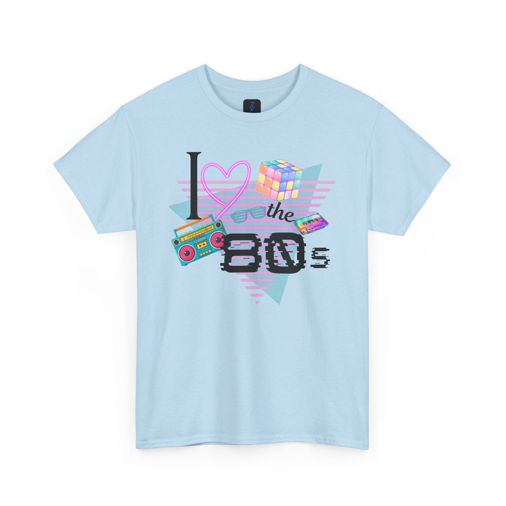 I Love the 80s T-Shirt — Retro Cassette, Rubik’s Cube & Neon Vintage Tee
