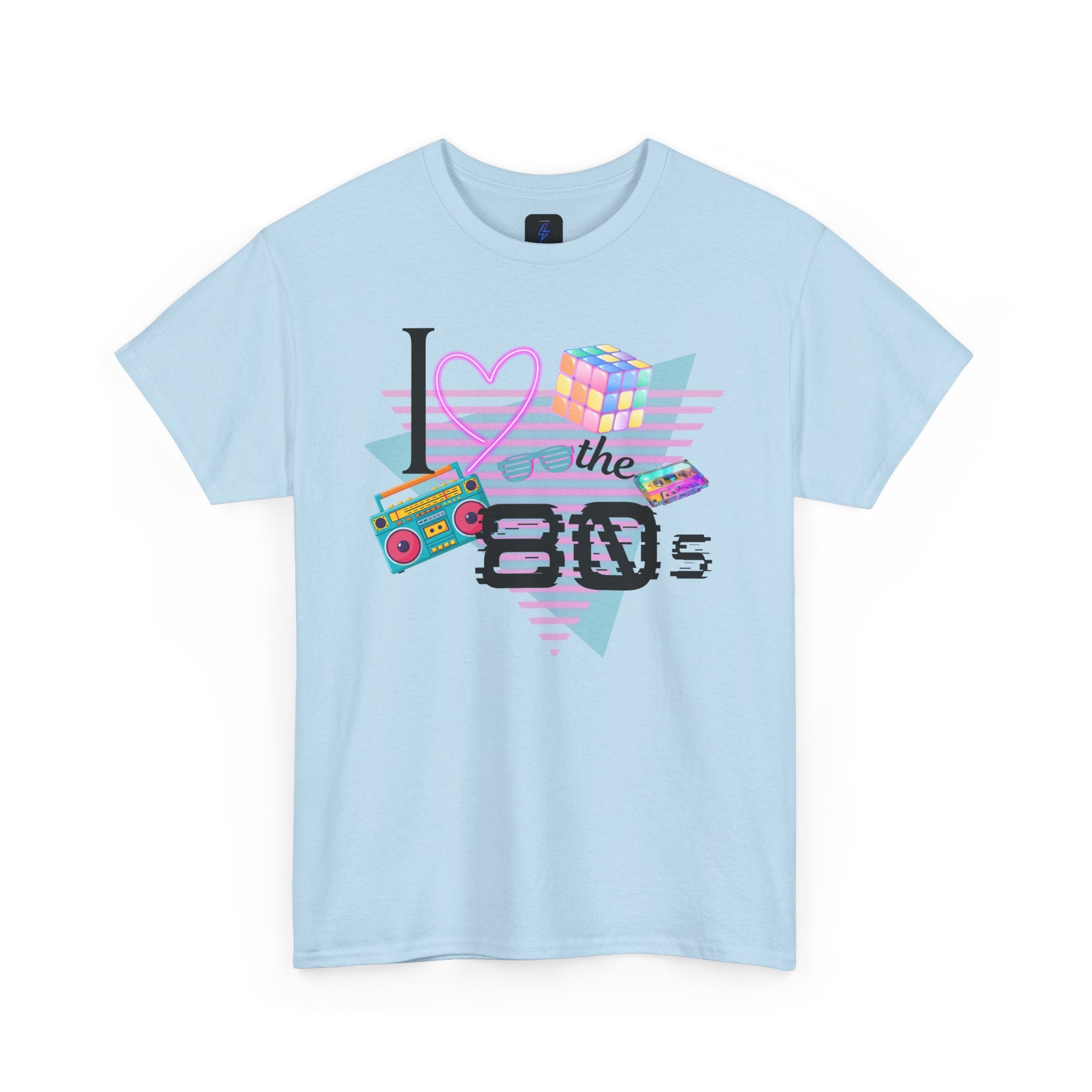 I Love the 80s T-Shirt — Retro Cassette, Rubik’s Cube & Neon Vintage Tee