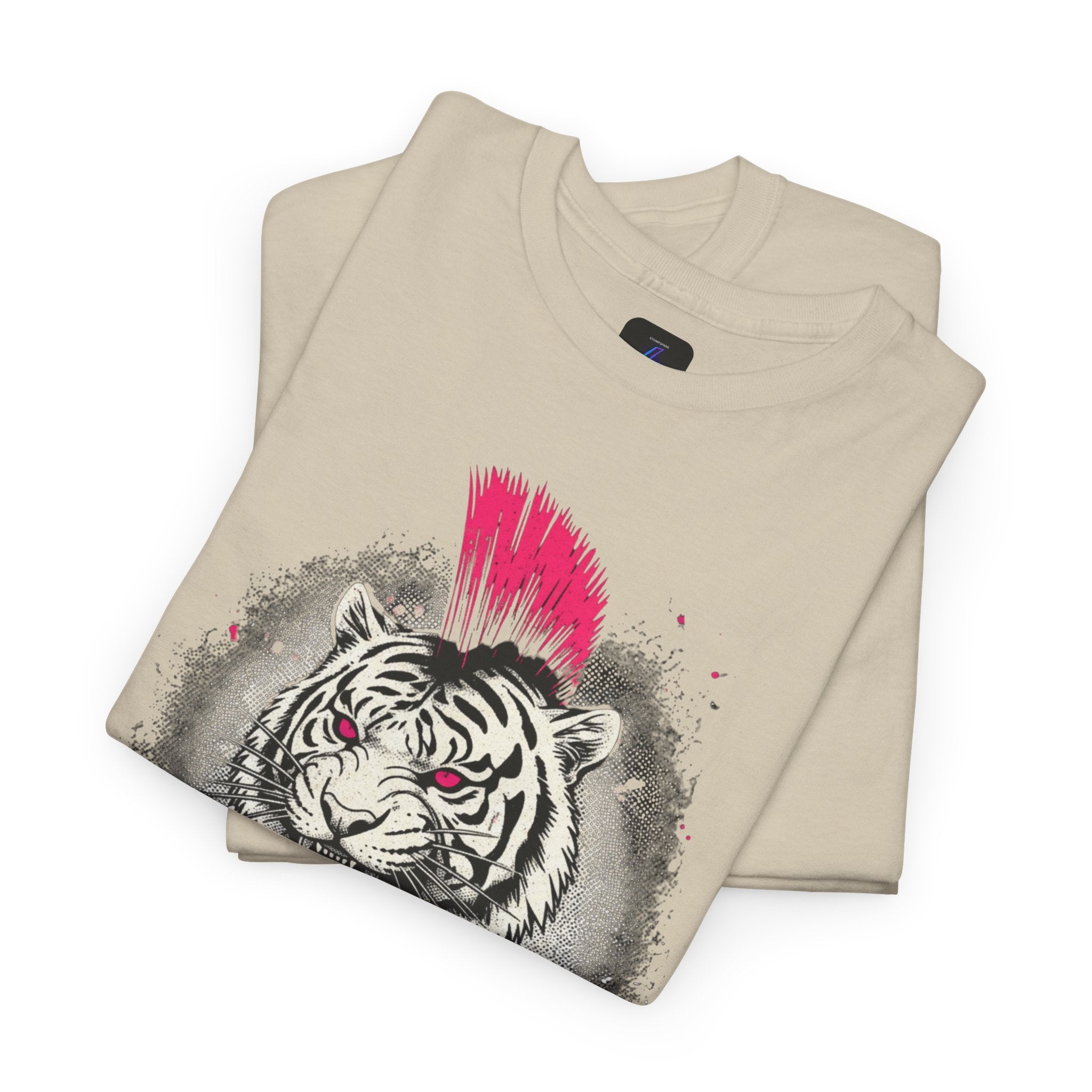 Punk Rock Tiger T-Shirt — Mohawk Tiger Graphic Tee 80's Fashion Rebel
