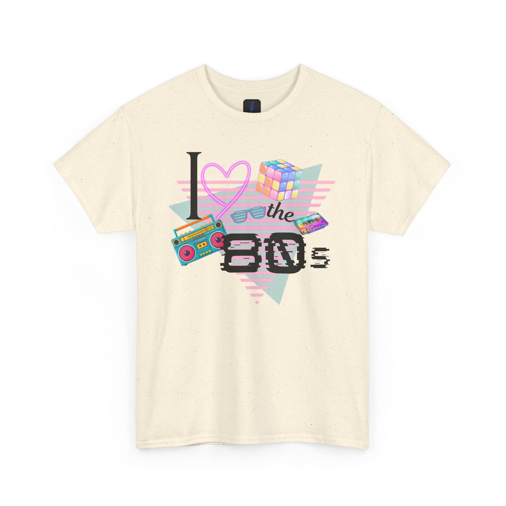 I Love the 80s T-Shirt — Retro Cassette, Rubik’s Cube & Neon Vintage Tee