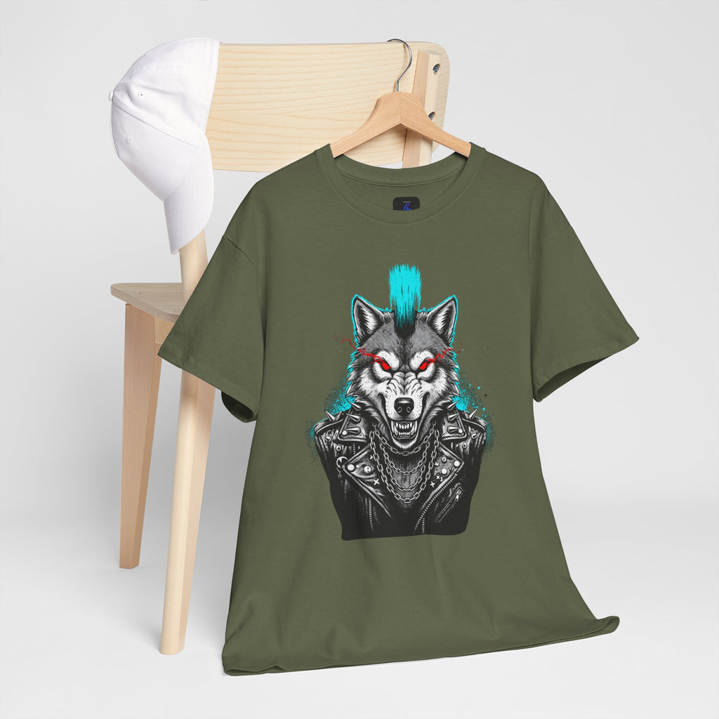 Wolf Punk Graphic Tee — Fierce Tribal Wolf Illustration T-Shirt 80's Rebel Fashion