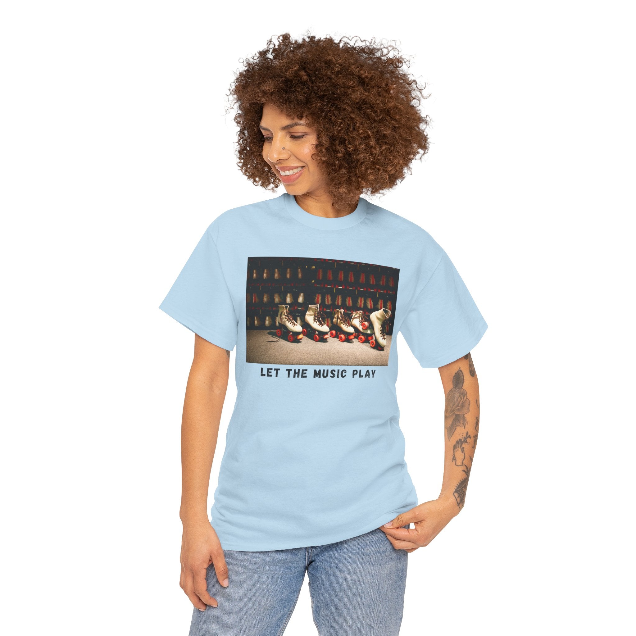 Let The Music Play Tee — Retro Roller Skates Graphic T‑Shirt