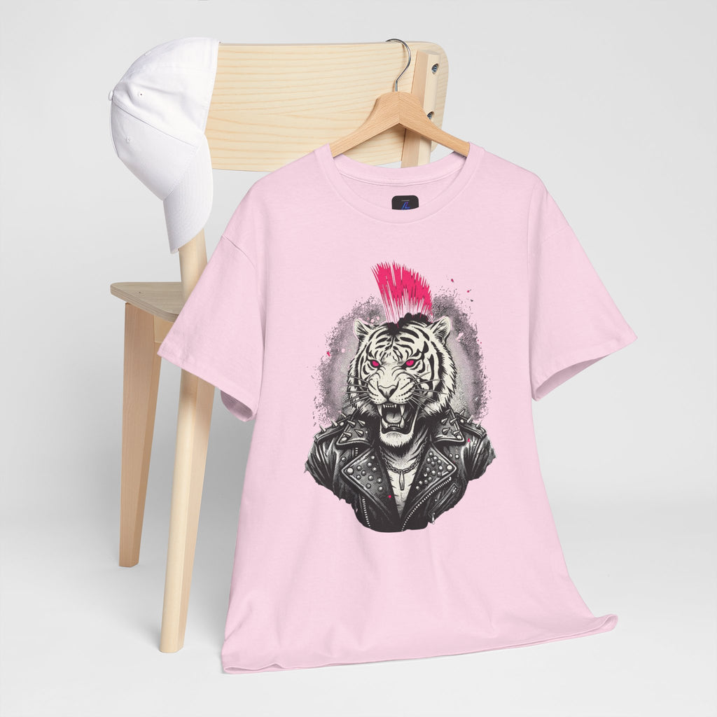 Punk Rock Tiger T-Shirt — Mohawk Tiger Graphic Tee 80's Fashion Rebel
