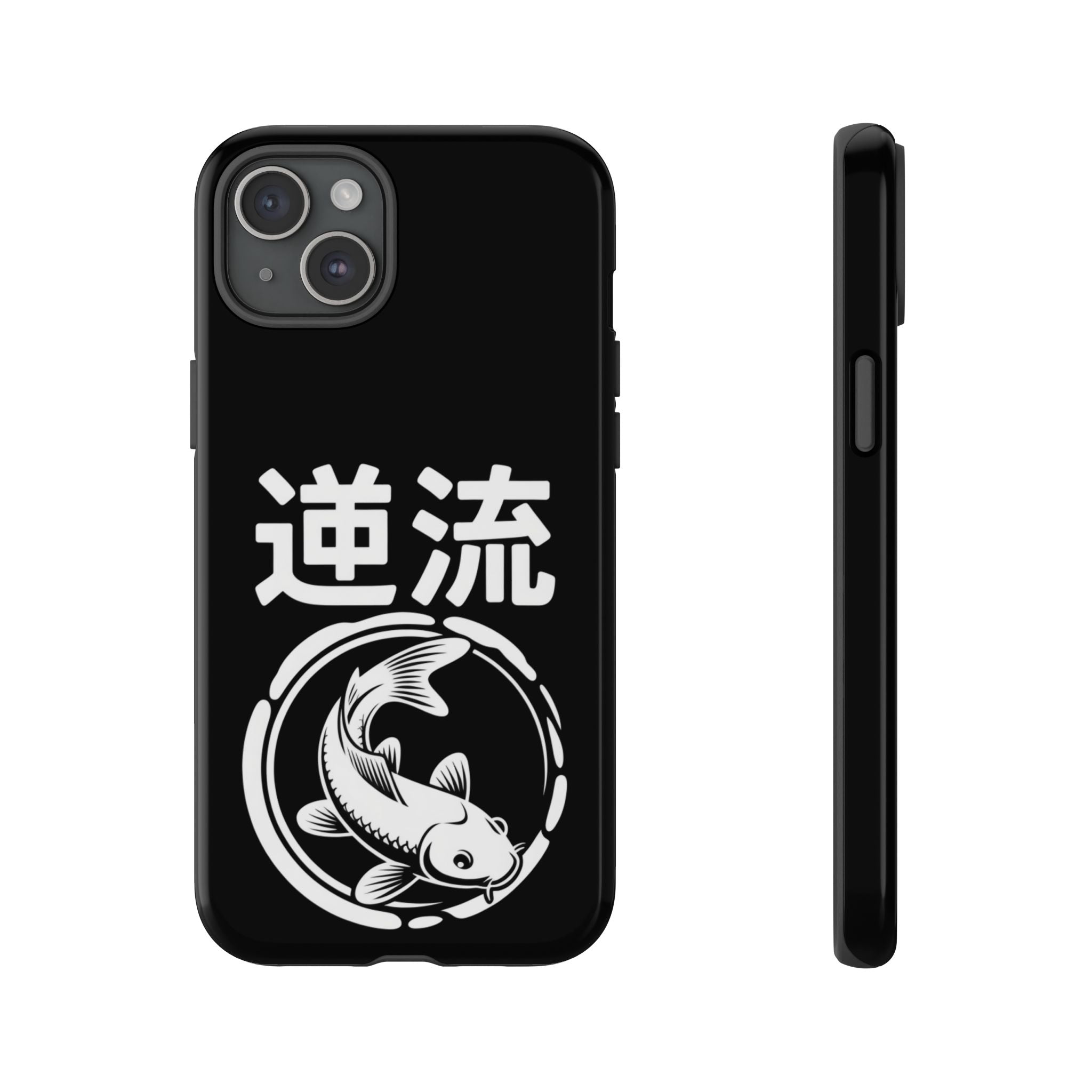 Koi '逆流' Tough Phone Case — Black Protective iPhone Cover - 80s Design