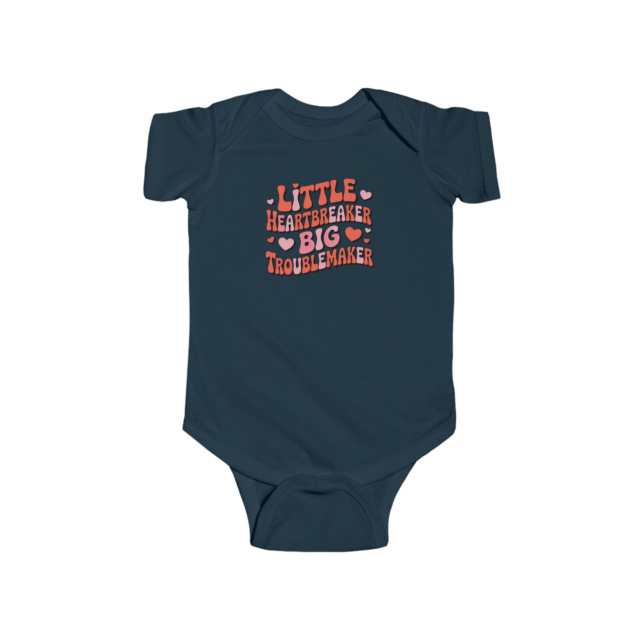 Infant Bodysuit — "Little Heartbreaker Big Trouble" Retro Heart Baby Onesie