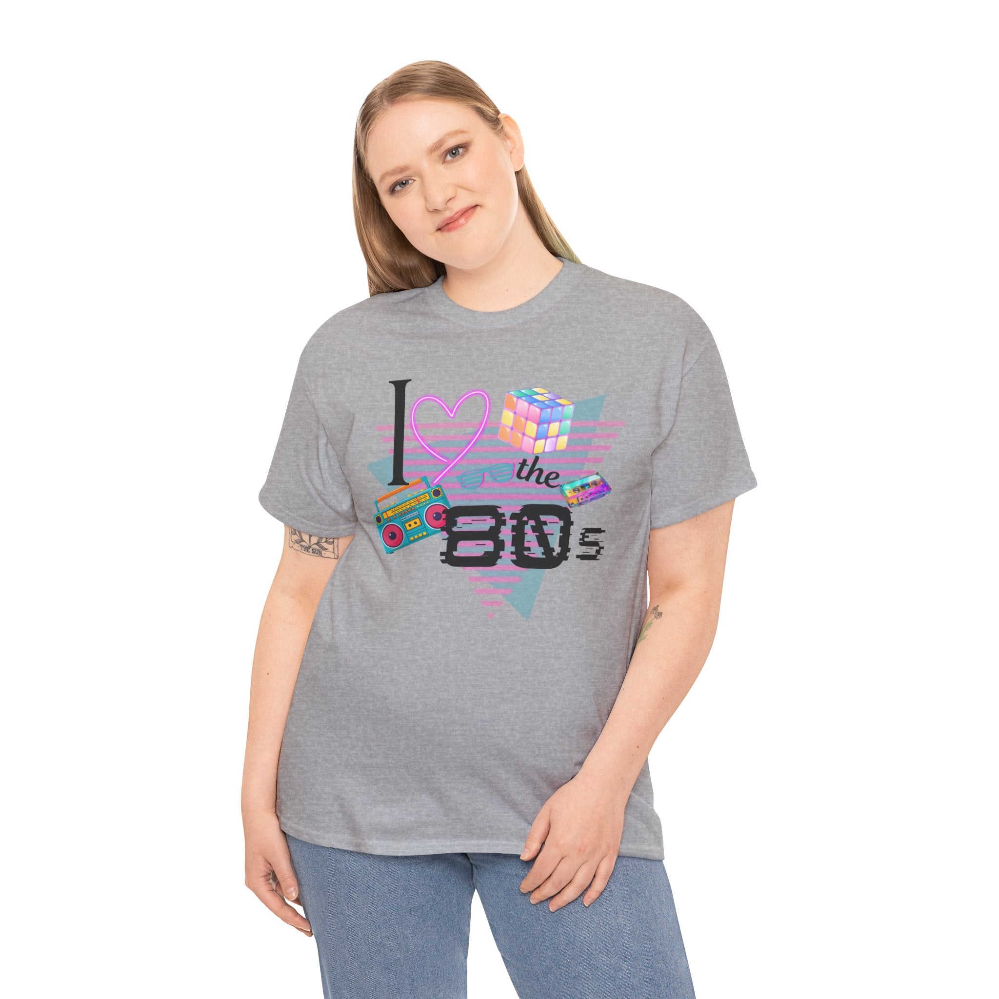 I Love the 80s T-Shirt — Retro Cassette, Rubik’s Cube & Neon Vintage Tee