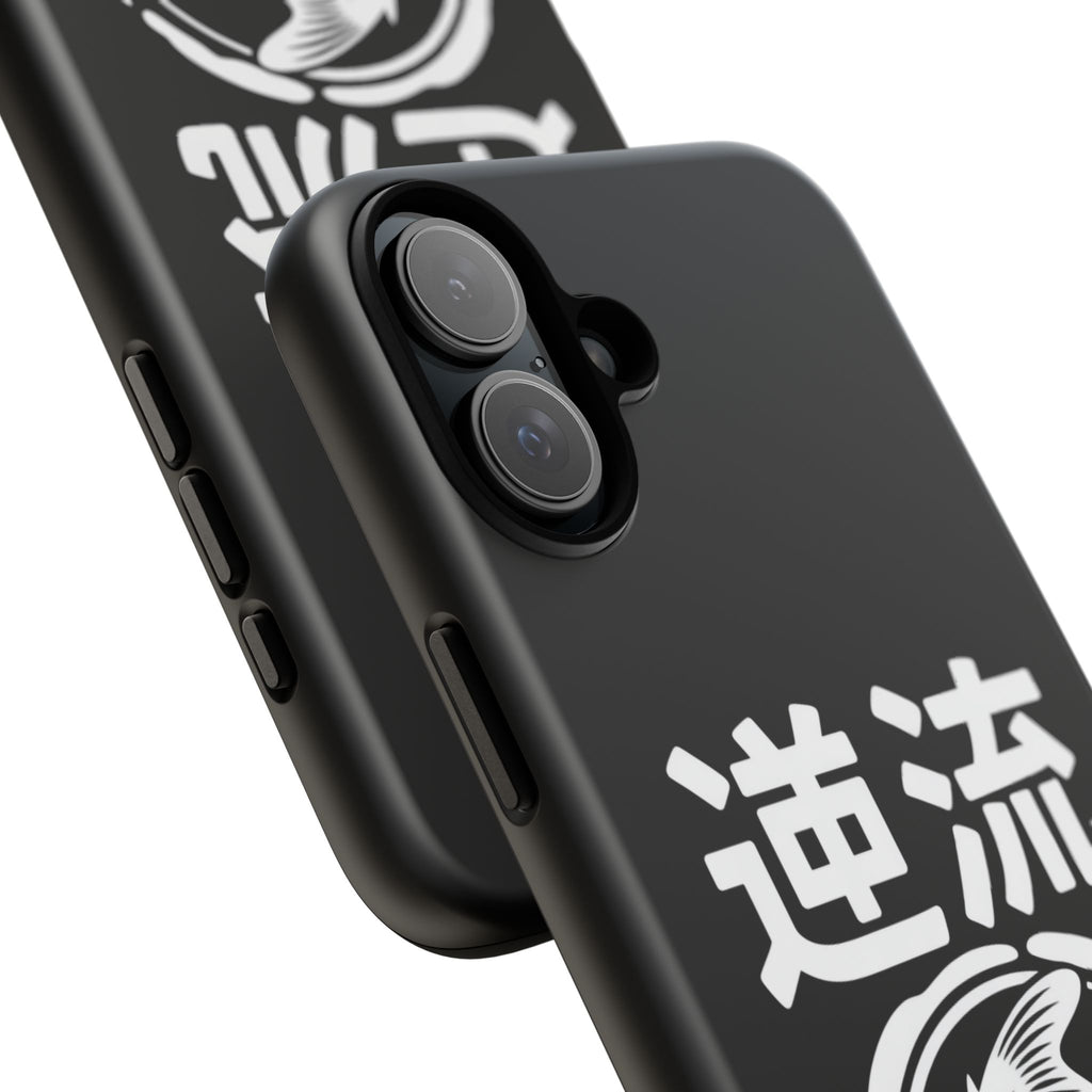 Koi '逆流' Tough Phone Case — Black Protective iPhone Cover - 80s Design