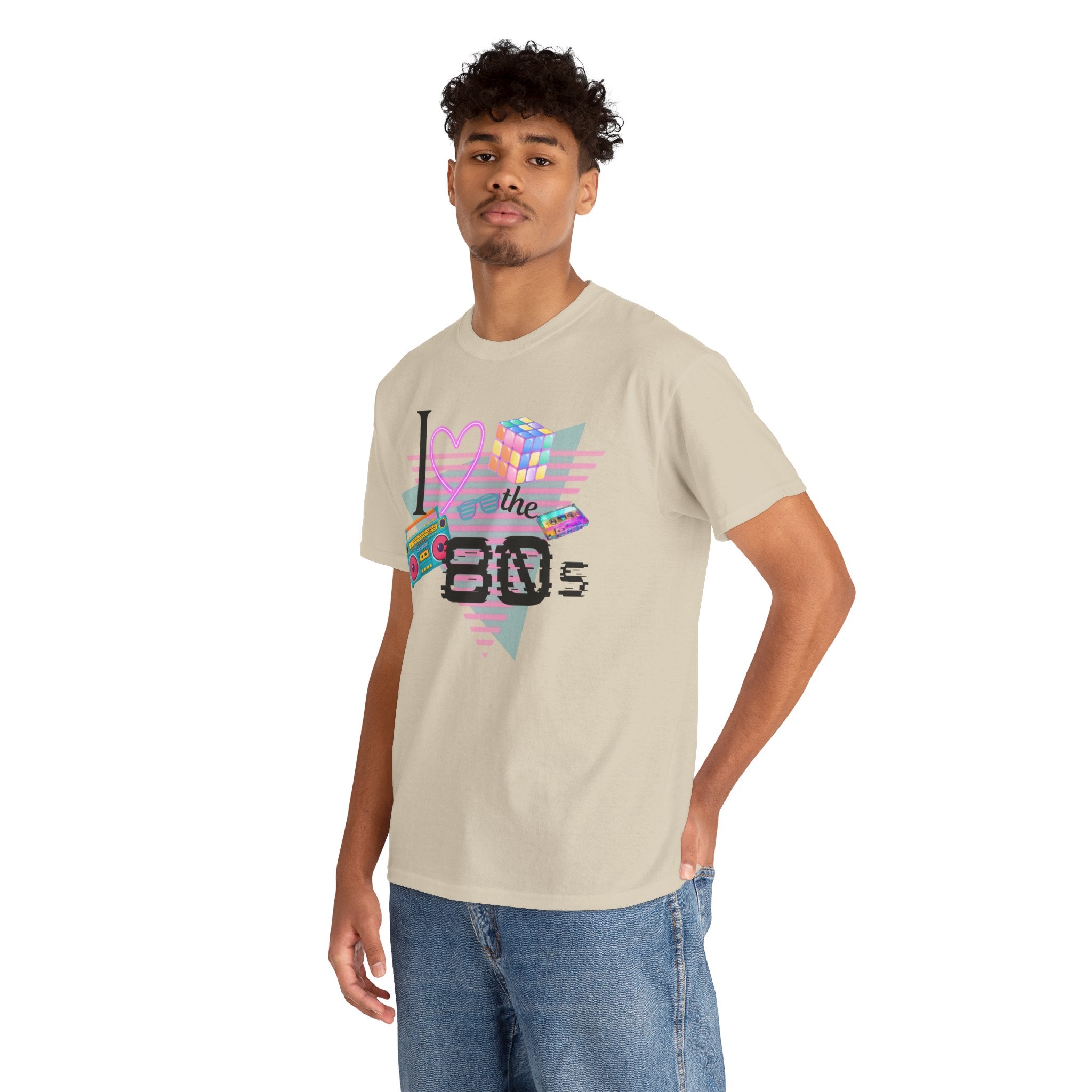 I Love the 80s T-Shirt — Retro Cassette, Rubik’s Cube & Neon Vintage Tee