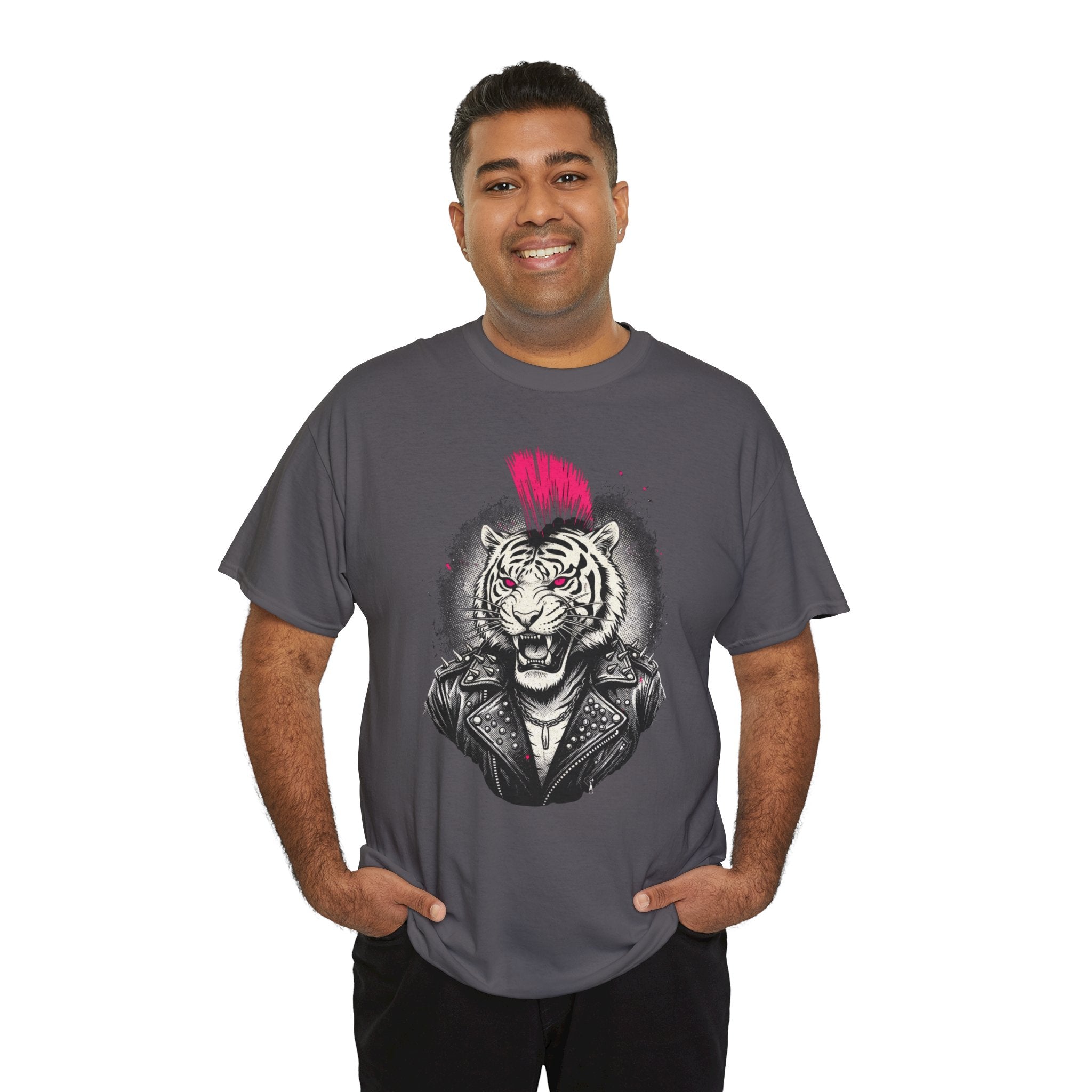 Punk Rock Tiger T-Shirt — Mohawk Tiger Graphic Tee 80's Fashion Rebel