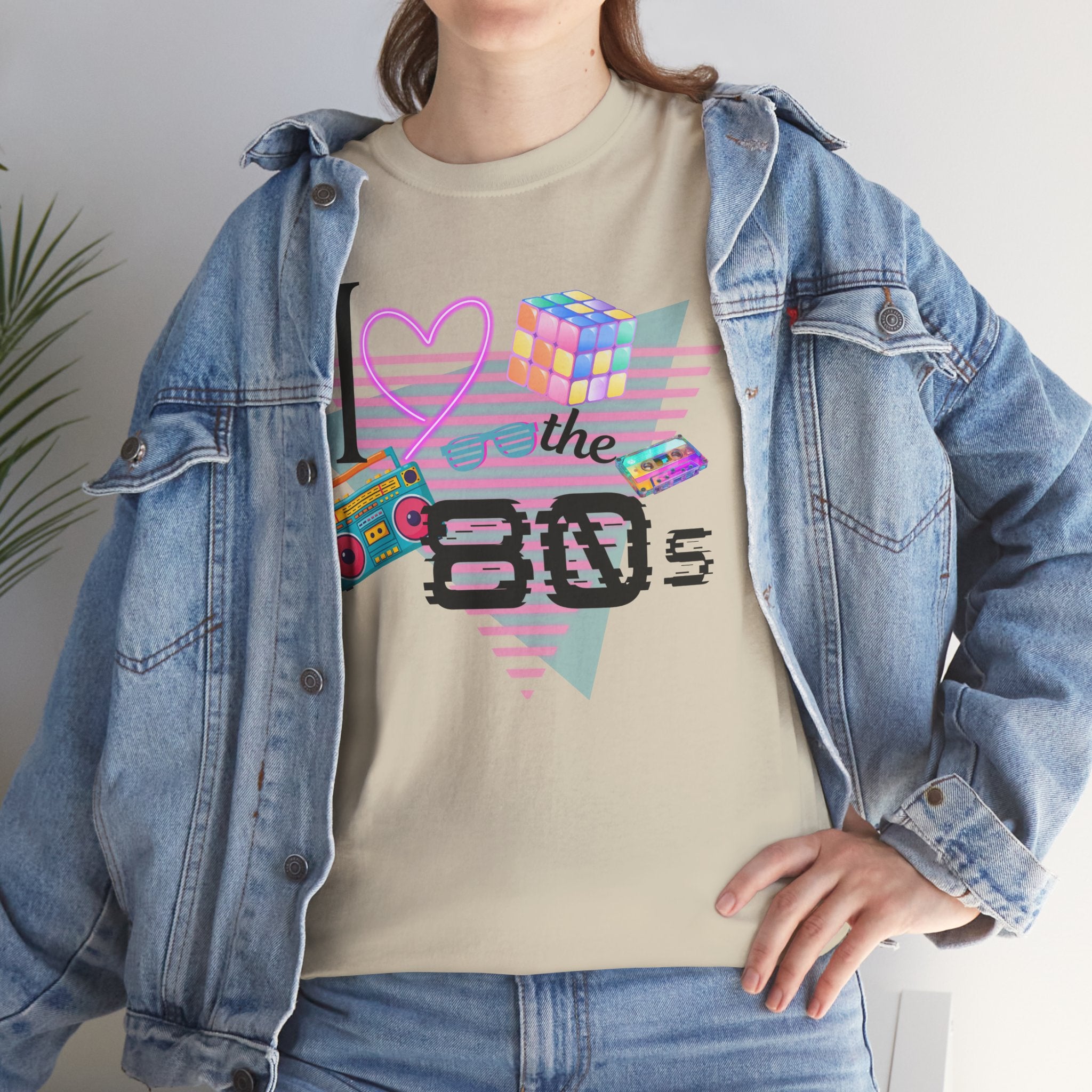 I Love the 80s T-Shirt — Retro Cassette, Rubik’s Cube & Neon Vintage Tee
