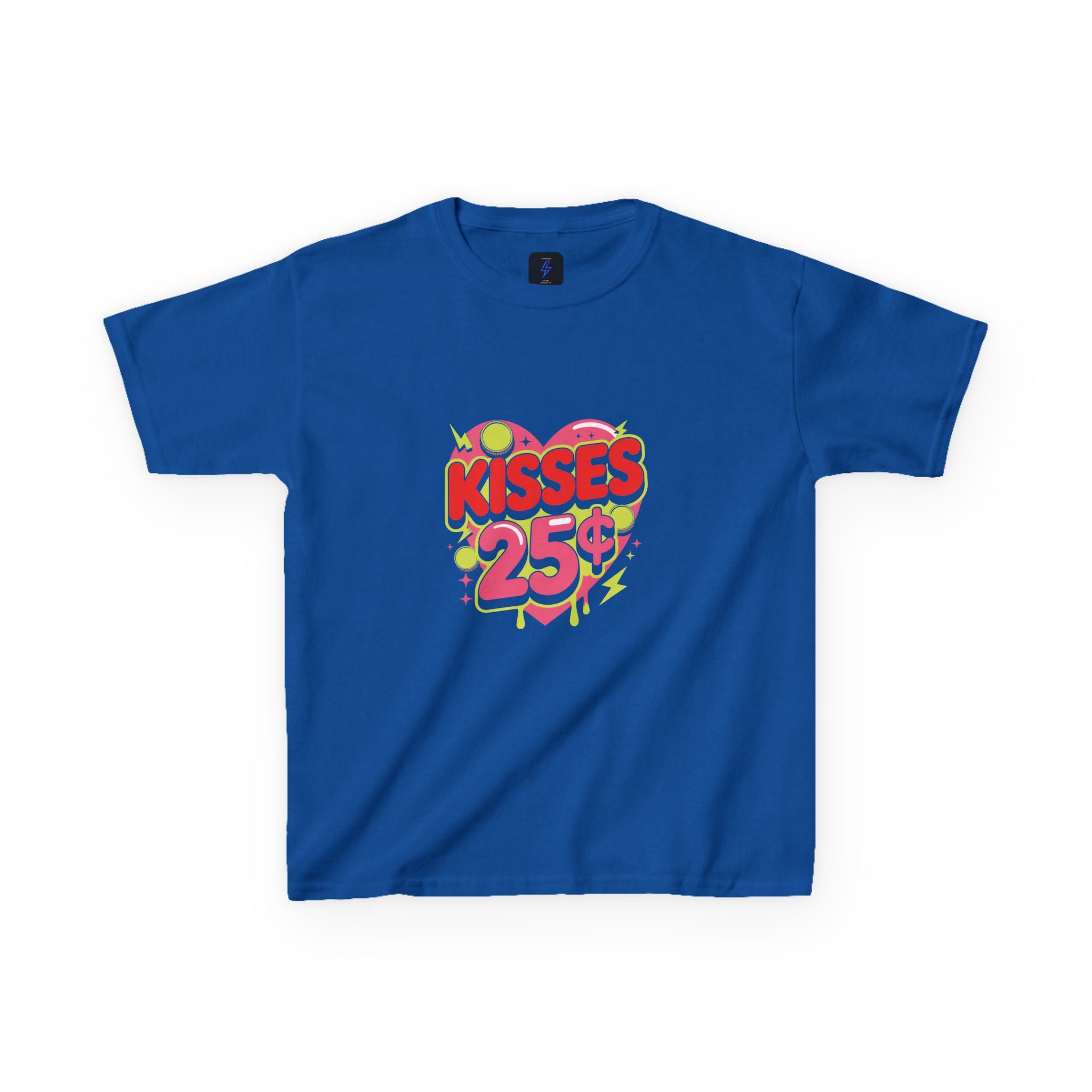 Kids T-Shirt — "Kisses 25" Retro Valentine Heart Tee 80s Retro