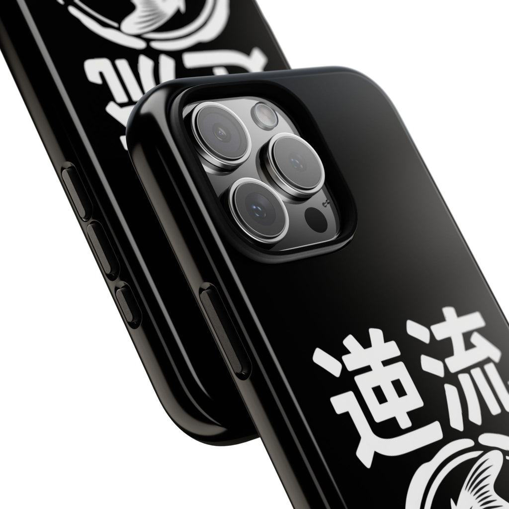 Koi '逆流' Tough Phone Case — Black Protective iPhone Cover - 80s Design