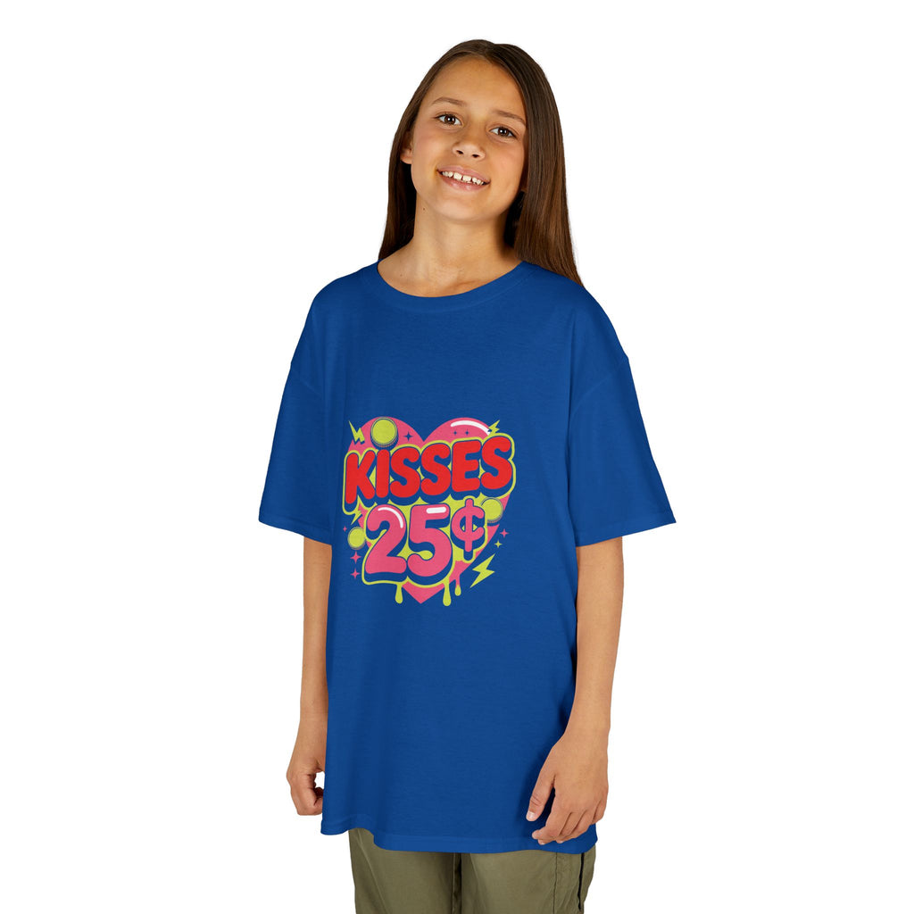 Kids T-Shirt — "Kisses 25" Retro Valentine Heart Tee 80s Retro