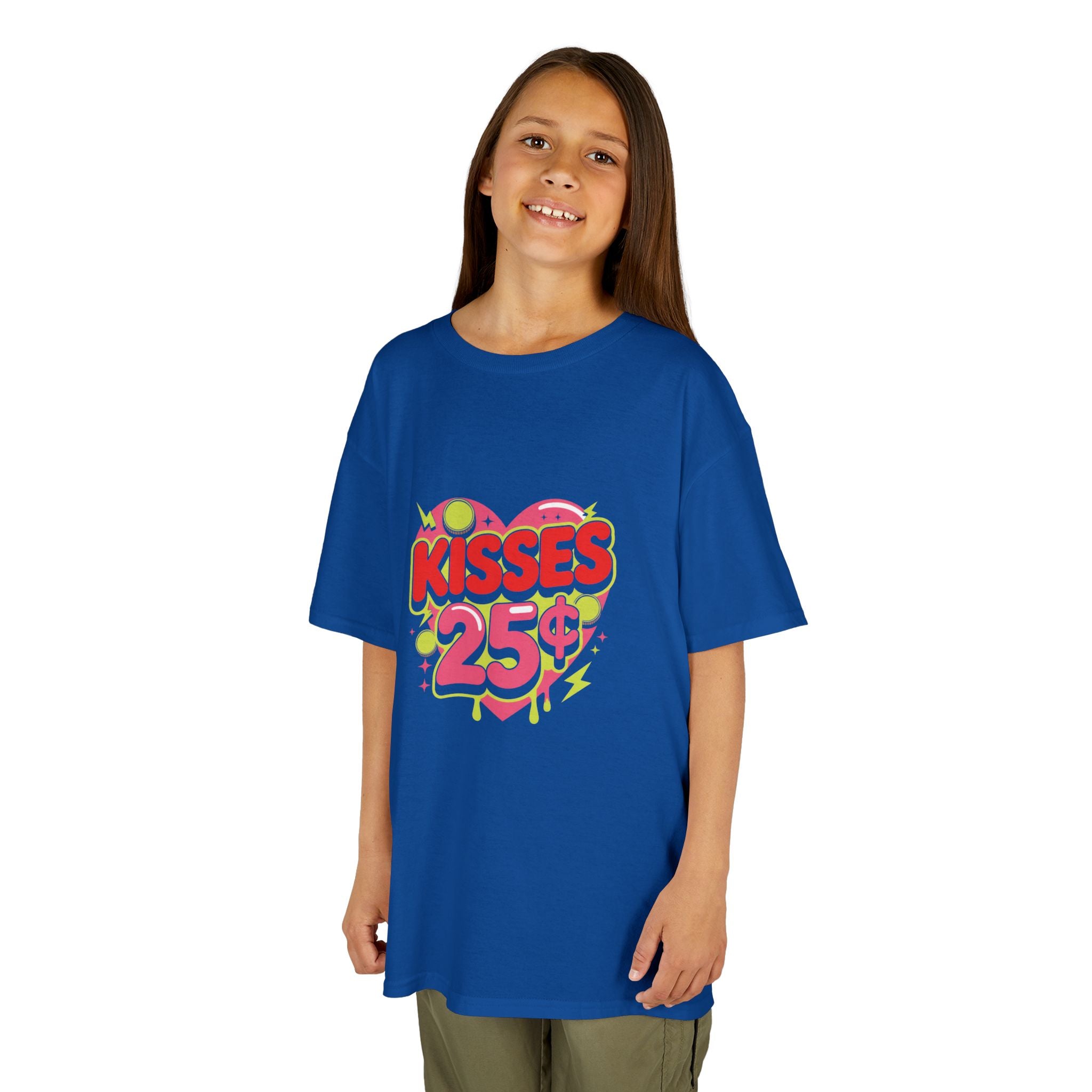 Kids T-Shirt — "Kisses 25" Retro Valentine Heart Tee 80s Retro