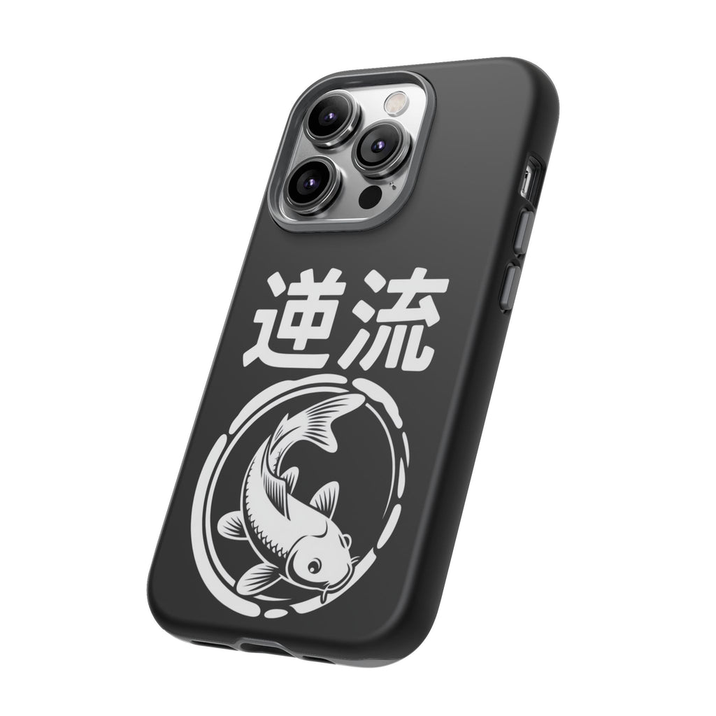 Koi '逆流' Tough Phone Case — Black Protective iPhone Cover - 80s Design