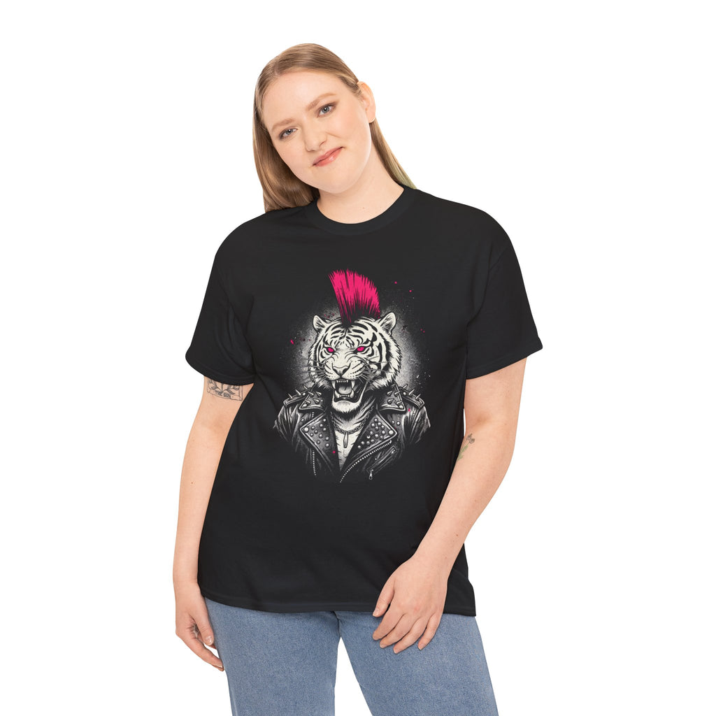 Punk Rock Tiger T-Shirt — Mohawk Tiger Graphic Tee 80's Fashion Rebel