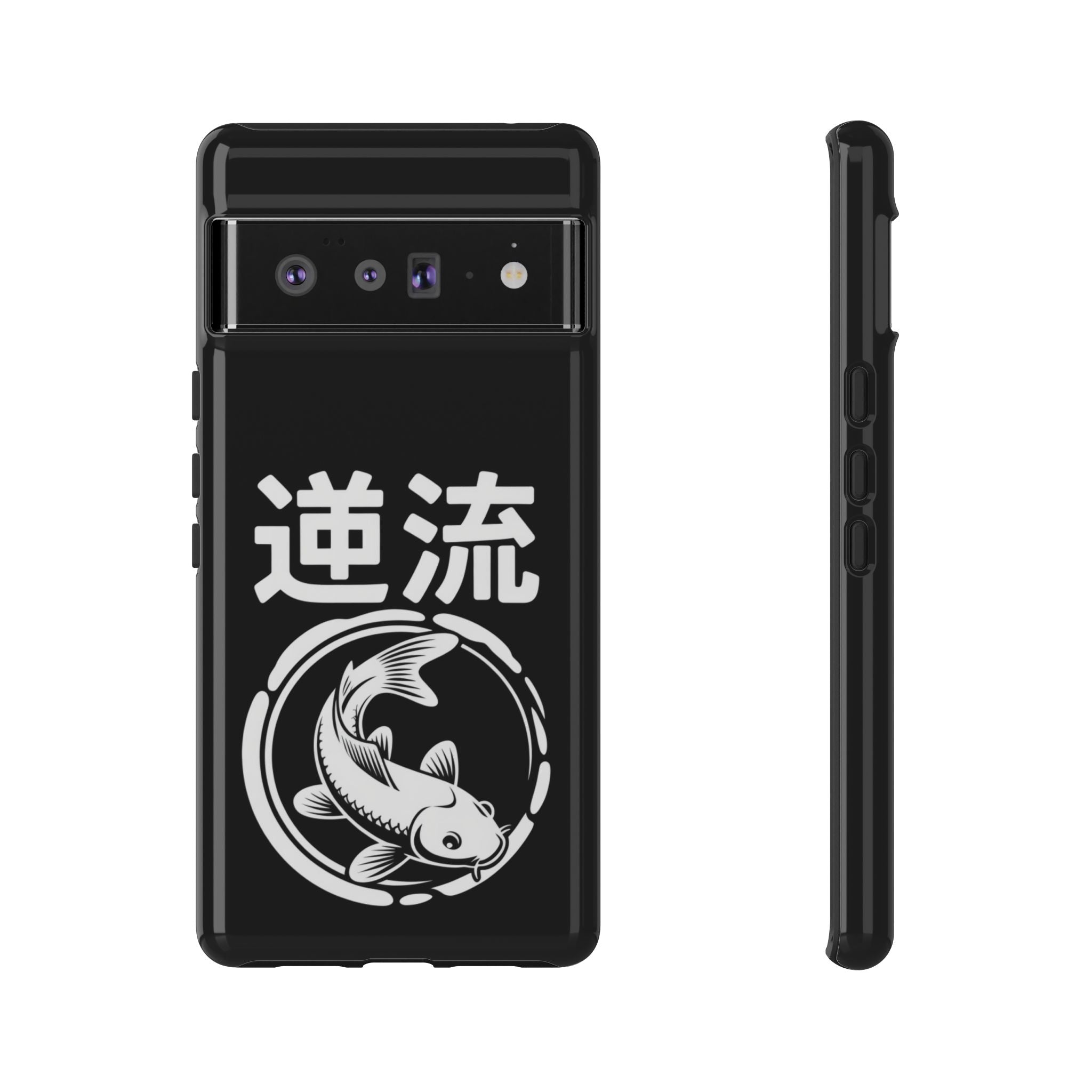 Koi '逆流' Tough Phone Case — Black Protective iPhone Cover - 80s Design