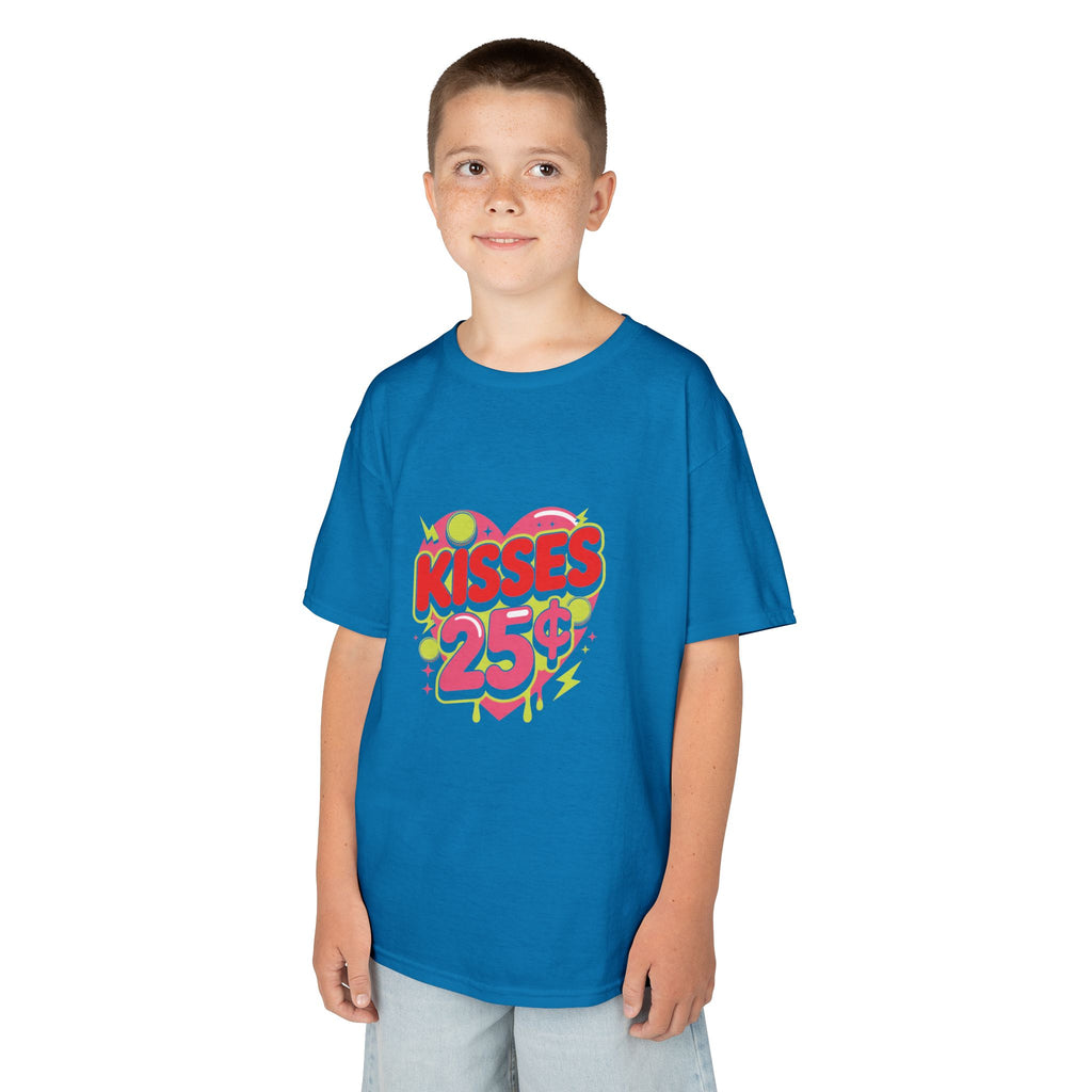 Kids T-Shirt — "Kisses 25" Retro Valentine Heart Tee 80s Retro
