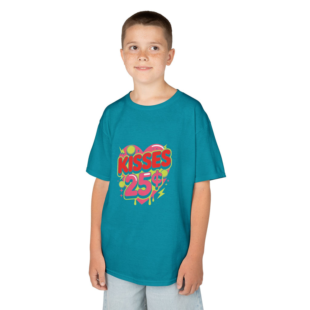 Kids T-Shirt — "Kisses 25" Retro Valentine Heart Tee 80s Retro